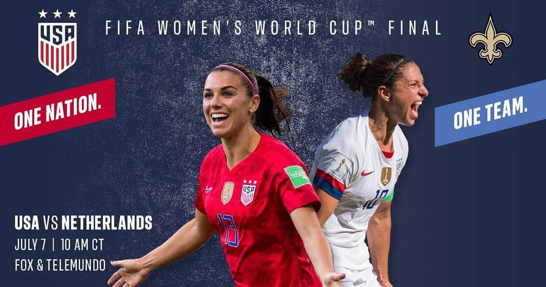 ニューオーリンズ・セインツさんのインスタグラム写真 - (ニューオーリンズ・セインツInstagram)「Today is the DAY!  Let's do this @USWNT!  #FIFAWWC #OneNationOneTeam」7月7日 21時30分 - saints