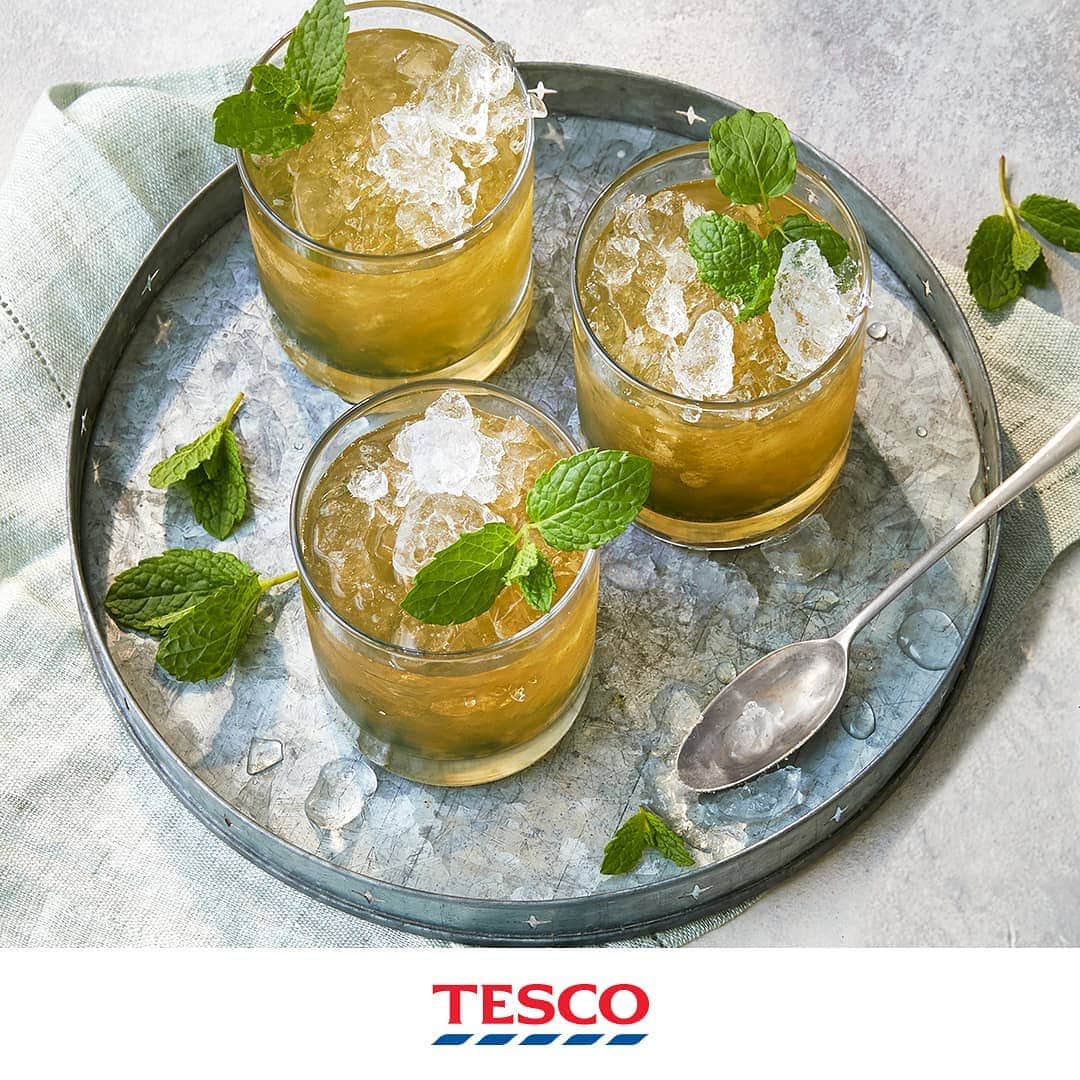 Tesco Food Officialさんのインスタグラム写真 - (Tesco Food OfficialInstagram)「Cool yourself off with a mint julep - the all-American cocktail made for surviving steamy southern summers. Bourbon, mint leaves and crushed ice are mixed together for one fragrant and simply refreshing drink.  Drinkaware.co.uk 18+  Ingredients 4 tsp golden caster sugar 8 mint sprigs 200ml bourbon crushed ice  Method Start with 4 highball glasses or tumblers. For each glass, add 1 tsp sugar and the leaves from 1 mint sprig. Muddle together with a cocktail muddler or the end of a wooden spoon, lightly crushing the mint into the sugar. Pour 50ml bourbon into each glass and stir to dissolve the sugar. Fill up the glasses with crushed ice and stir again. Garnish with the remaining mint sprigs to serve.」7月8日 0時05分 - tescofood