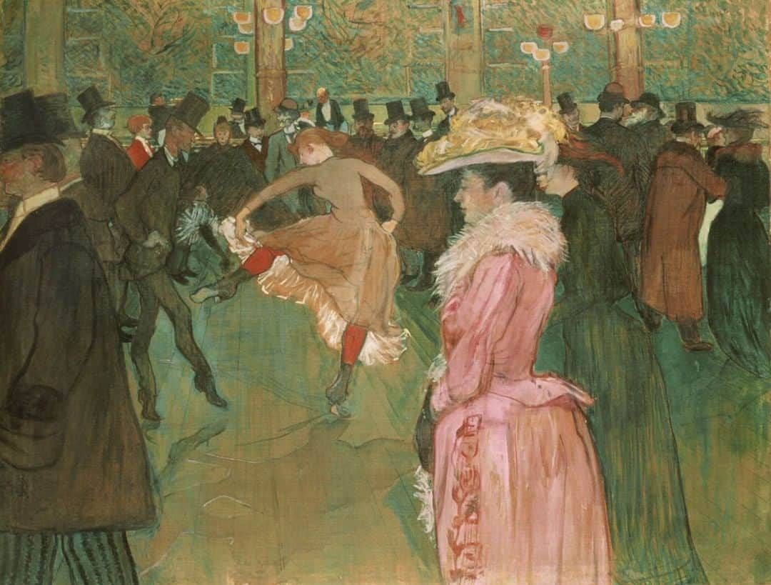 フィラデルフィア美術館さんのインスタグラム写真 - (フィラデルフィア美術館Instagram)「This work by Henri de #ToulouseLautrec depicts a specific evening when “Valentine the Boneless,” a man known only by his nickname and his incredible flexibility, taught another dancer the can-can. This painting hung behind the bar at the #MoulinRouge, a popular nightclub in Paris, and many of the figures are recognizable dancers, musicians, and celebrities of Parisian nightlife. Lautrec himself had a reserved table in the club, and it was one of his favorite subjects to paint. See this work and more in “The #ImpressionistsEye” open now through August 18. • “At the Moulin Rouge: The Dance,” 1889–90, by Henri de Toulouse-Lautrec」7月8日 5時42分 - philamuseum