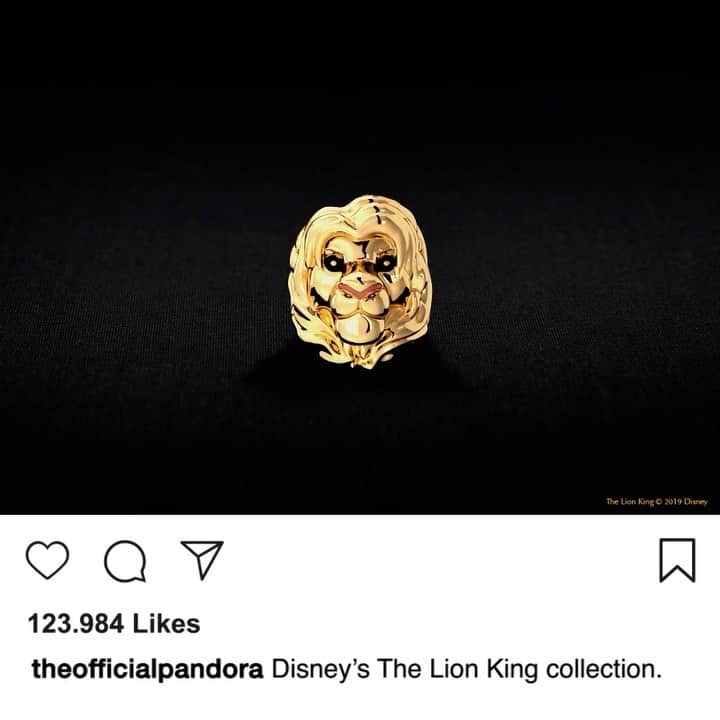のインスタグラム：「As Disney's Mufasa told Simba: Remember who you are. This limited-edition Simba charm is a beautiful reminder to remember who YOU are. See #TheLionKing only in theatres. #DISNEYxPandora」