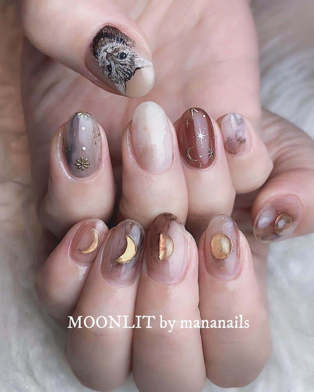 mananailsさんのインスタグラム写真 - (mananailsInstagram)「🐱🌙🌟 ㅤ ☾120min design」7月8日 17時20分 - mananails