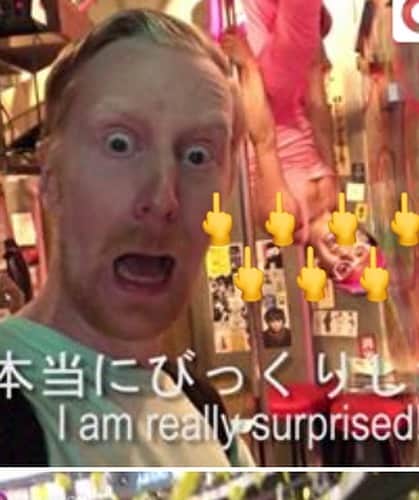 Taboo English®のインスタグラム：「I saw this wackjob for the first time today on Instagram. This fucking clown calls himself a comedian? Seriously? Ok, asshat, you just do you, and keep perpetuating the idea that every gaijin in Japan is a monkey for the amusement of the Japanese people. 🤦‍♂️ ありがとう、loser. • • • • #変な外人 #バカ #アホ #asshat #gaijininjapan #fuckingmoron #外国人 #日本の文化 #原宿 #タレント #smh #disgrace」
