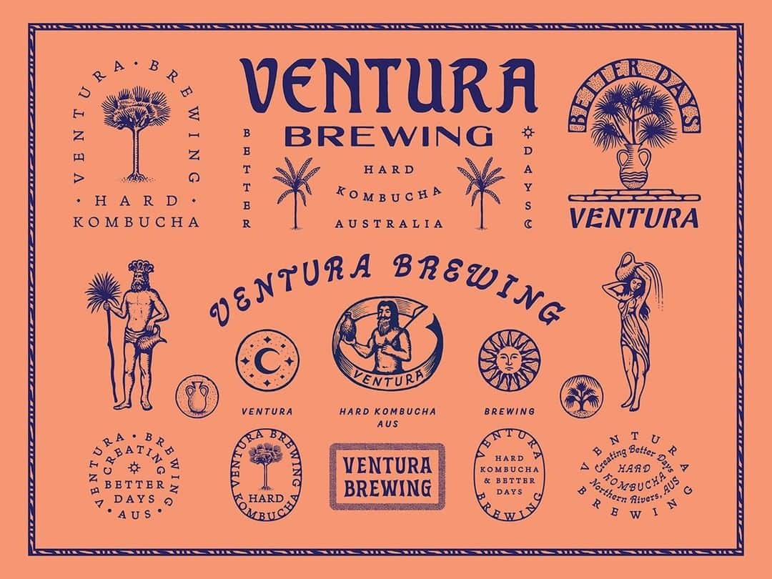 Dribbbleさんのインスタグラム写真 - (DribbbleInstagram)「Hecka hard kombucha. Ventura Brewing / Creating Better Days by @theschubertstudio⠀ ⠀ #dribbblers #design #illustration #lettering」7月8日 23時05分 - dribbble