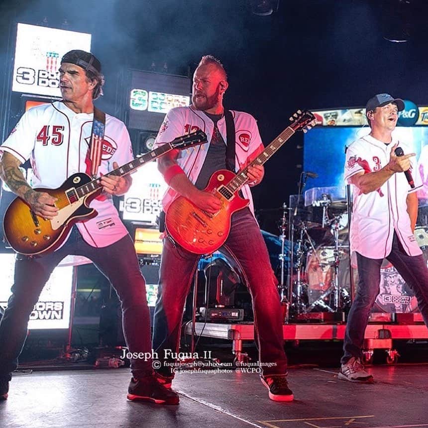 3 Doors Downさんのインスタグラム写真 - (3 Doors DownInstagram)「We had a blast celebrating the @reds 150th birthday last weekend! This week, we are headed to Anderson, IN & Greenville, WI.🤘🏼Who's going to be out in the crowd? 📸: @josephfuquaphoto」7月8日 23時41分 - 3doorsdown