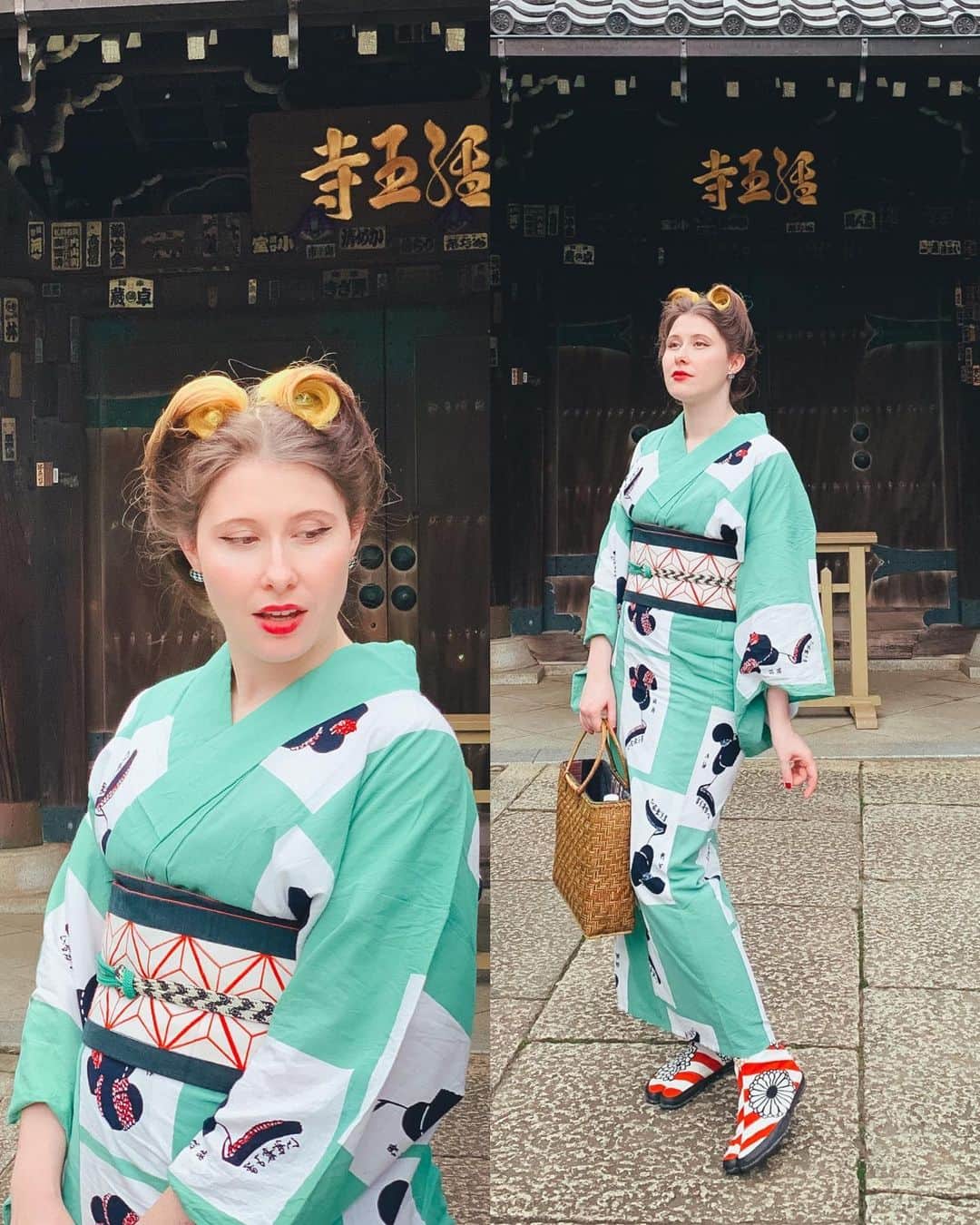 Anji SALZさんのインスタグラム写真 - (Anji SALZInstagram)「What’s your favourite Street Fighter Character? 🕹 (Swipe to see why I’m asking - also guess my favourite?)😆🙌🏻 A relaxed day in yukata (with Nihongami Design but I’m wearing victory rolls) and tabi shoes from @sousoukyoto ❤️ ストリートファイターの好きなキャラはどれ？😆🕹 (スワイプしてたら意味分かるw) そしてアンジーはいつも選ぶファイターは誰だと思う？ 楽ちんな浴衣コーデに @sousoukyoto の地下足袋。 浴衣のデザインは日本髪だけど、ヴィクトリーロールのヘアーセット🙈🤷🏻‍♀️ #mainichikimono #streetfighter」7月9日 1時20分 - salztokyo