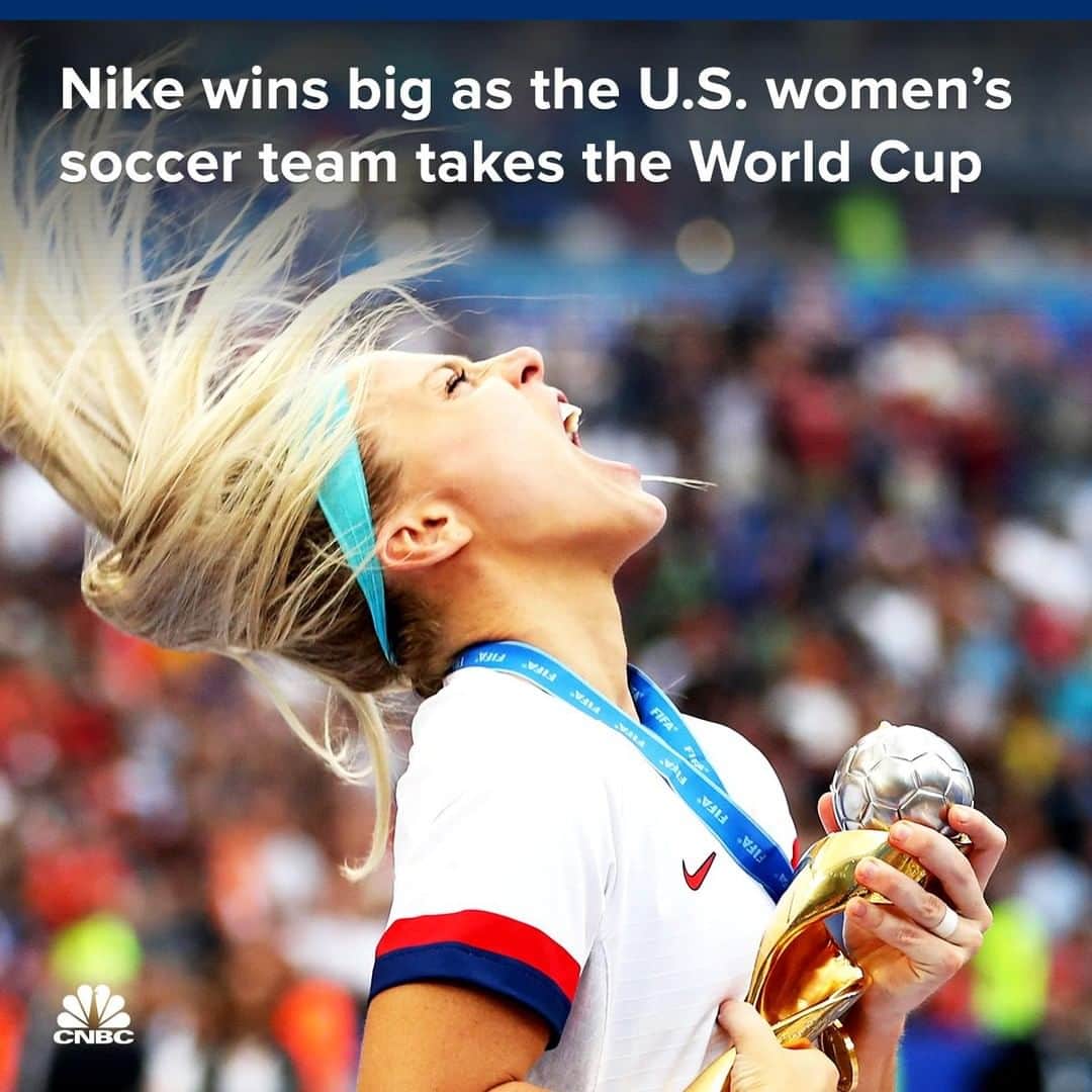 CNBCさんのインスタグラム写真 - (CNBCInstagram)「With the U.S. women’s national soccer taking the 2019 Women’s World Cup, Nike is also winning.✔️⁠ ⁠⁠ Nike CEO Mark Parker said last month that the USA women’s home jersey, in the midst of the tournament, had already become the top-selling soccer jersey, for both men and women, ever sold on Nike’s website in one season.⁠ ⁠ After this latest Team USA win, jersey sales are surging.  Nike said they're up 200% compared with the last tournament held 4 years ago. ⁠ ⁠ Nike could use the boost from the World Cup win, as it’s been trying to sell more to women overall but has faced some backlash for its treatment of its female employees and sponsored athletes.⁠ ⁠  Read more at the link in bio.⁠ ⁠ ⁠」7月9日 3時05分 - cnbc