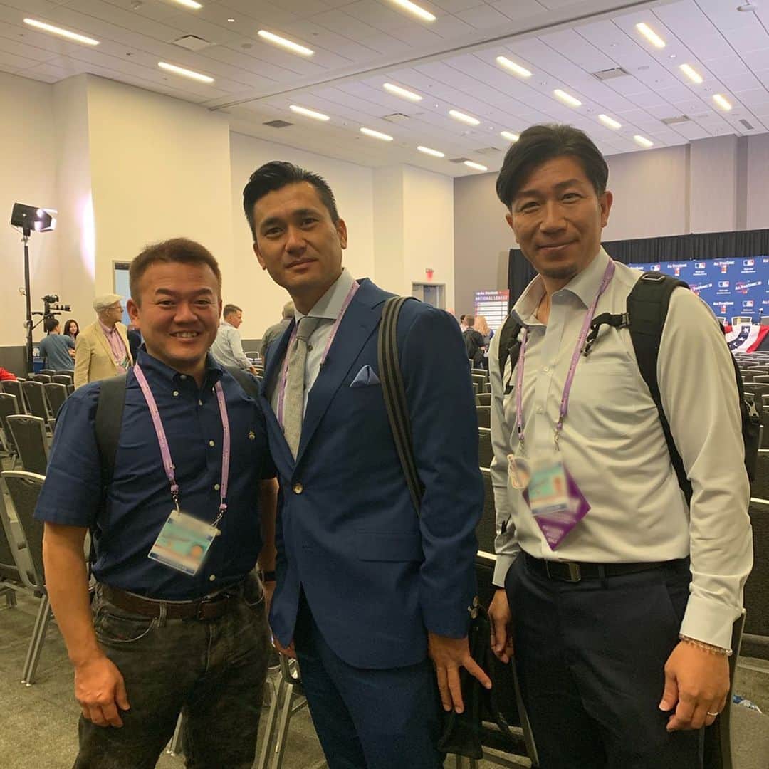 のインスタグラム：「⚾️ American League ＆ National League Media Availability ・ JSPORTSでお世話になっているジョニー黒木さんと節丸さんと📸」