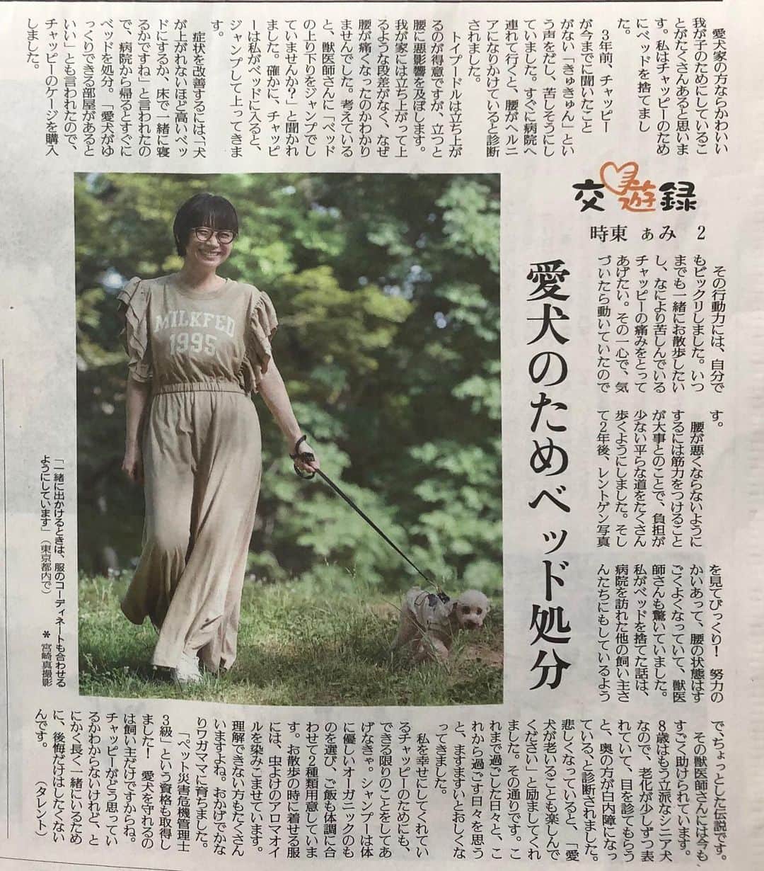 時東ぁみさんのインスタグラム写真 - (時東ぁみInstagram)「ペットコラム掲載でした🐶 ・ 昨日の読売新聞夕刊 ペットコラム『ペットらいふ』見てくれたみなさんありがとうございます！ ・ 残すところ22日と29日の掲載になります！見てくださいね🐶 ・ ワンピースの中に次の衣装着込んでて、着膨れしてるw ・ #時東ぁみ #読売新聞 #夕刊 #コラム #ペットコラム #ペットらいふ #愛犬 #犬 #dog #トイプードル #toypoodle #幸せな仕事 #代々木公園 #yoyogipark #いぬすたぐらむ #犬バカ部 #🐶」7月9日 9時45分 - amitokito