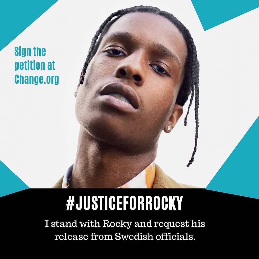 Just Jaredさんのインスタグラム写真 - (Just JaredInstagram)「#JUSTICEFORROCKY  #Repost: Friends - We are currently in Stockholm where Rocky is being detained for operating in self-defense following an altercation that occurred on 6/30, when Rocky, his bodyguard and two performers were harassed and physically assaulted by a group of men in the area. The conditions of the facility are horrific and include 24/7 solitary confinement, restriction of amenities for the most basic of  human functions, lack of access to life sustaining food as well as unsanitary conditions.  Video footage shows the assailants following Rocky, while he pleads to them that he does not want any issues. Rocky volunteered to go to police for questioning. Rocky and his colleagues were arrested on-site.  On the day of his arrest, I spoke with the U.S. Embassy Consult who informed me that his request to visit Rocky was rejected by police, which violates article 36 of the Vienna Convention on Consular Relations, to which Sweden is a signatory. Since, he has been allowed to visit with a U.S. Embassy Consult and attorney, but only in the presence of Swedish officials. It is troubling and worrisome that the laws are not being applied equally. Sadly, it appears the prosecutor in this case is looking for his own recognition by trying to make a name for himself based on Rocky’s global fame.  On Monday, we filed an appeal with the Swedish Supreme Court to have Rocky released from the inhumane conditions and the clear violation of human rights. They rejected the filing, which means Rocky will remain in prison for two weeks. The prosecutor on the case has further communicated that he is working to receive an additional two week extension for a trial to begin in mid - to end of August.  For a man that has not been proven guilty to go through these conditions, while visiting a country to headline their festival, is troublesome. To keep Rocky and his colleagues in jail is punishment before due process.  Please support us by joining the #JusticeForRocky movement and sign our petition. Link in bio. Thank you for hearing our story and keeping it front of mind.  JE #LINKINBIO」7月10日 1時11分 - justjared