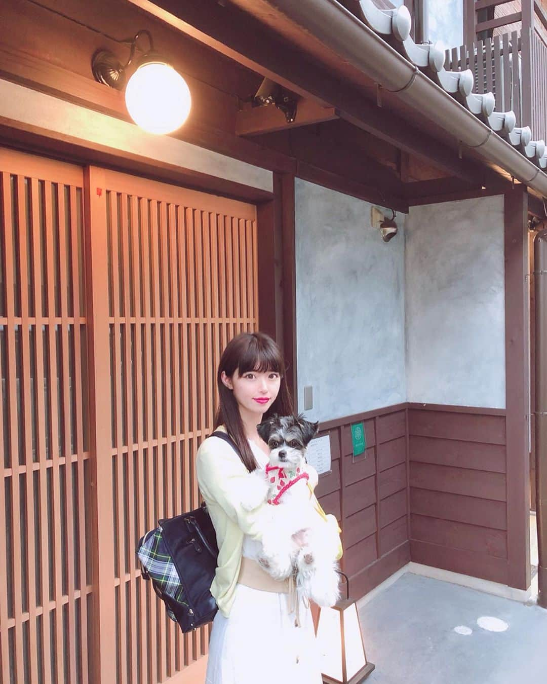 川子芹菜さんのインスタグラム写真 - (川子芹菜Instagram)「. . みりんちゃんと弾丸💣京都旅行に行きました🥰💓💓 . . ペット可のホテルってちょっと古くて汚い所多いんだけど、今回の宿が本当に素晴らしすぎたので投稿させてください☺️🙏← . . 私が泊まったのが洛龍菴( @rakuryuan )の西陣北はぎって所なんだけど、めちゃくちゃ綺麗な二階建ての一棟貸ホテルなの✨ . まず入ってめちゃくちゃ広い玄関😳 (2枚目見てね📸) . そして木と畳のいい香り☺️ ドア開けた瞬間にめちゃくちゃテンション上がってました😂 . . ワンちゃん用にウェルカムおやつも用意されててルンルンのみりん氏3枚目🐶笑 . しかもうちの2倍はあるんじゃないか位の大きなゲージとワンちゃん専用の足洗い場、人工芝のドッグテラスまであって至れり尽くせりのお宿😭💓💓 . まって。 あんまり言うとネタバレになるね🤔💭笑 控えめにしておこう🙊🙈🙉 . . そして4枚目の夕食🍽✨ 京料理なんだけど、品数が半端なくて写真に納まりきらないほど！😳 デザートは最高に美味しいさくらんぼとメロンの白ワインゼリー添えでした☺️💖 間違ってたらごめんなさい← . あゆが出てきたのは本当に嬉しかったな😭✨ 天ぷらもサクサクで美味しいし、高級魚のハモもたっくさん使われてて、豪華なディナーでした(；＿；)💖 . . 最後は旅館着に着替えてみりんちゃんとゆったり過ごしてる📸 たまたまみりんちゃんと同じ顔してる写真が撮れて面白かった😂 . ライトアップされてるお庭も素敵でした😭💖 また行きたいなぁというか行くんだろうなぁという感じです🤔💭笑 . ワンちゃん飼ってる方に是非是非オススメです！！！U´•ﻌ•`U❤ . . . #京都宿泊 #京都旅行 #京町家 #京都一棟貸 #ペット宿 #犬と泊まれる宿 #洛龍菴 #pr #コラボベース」7月9日 16時33分 - kawakoserina