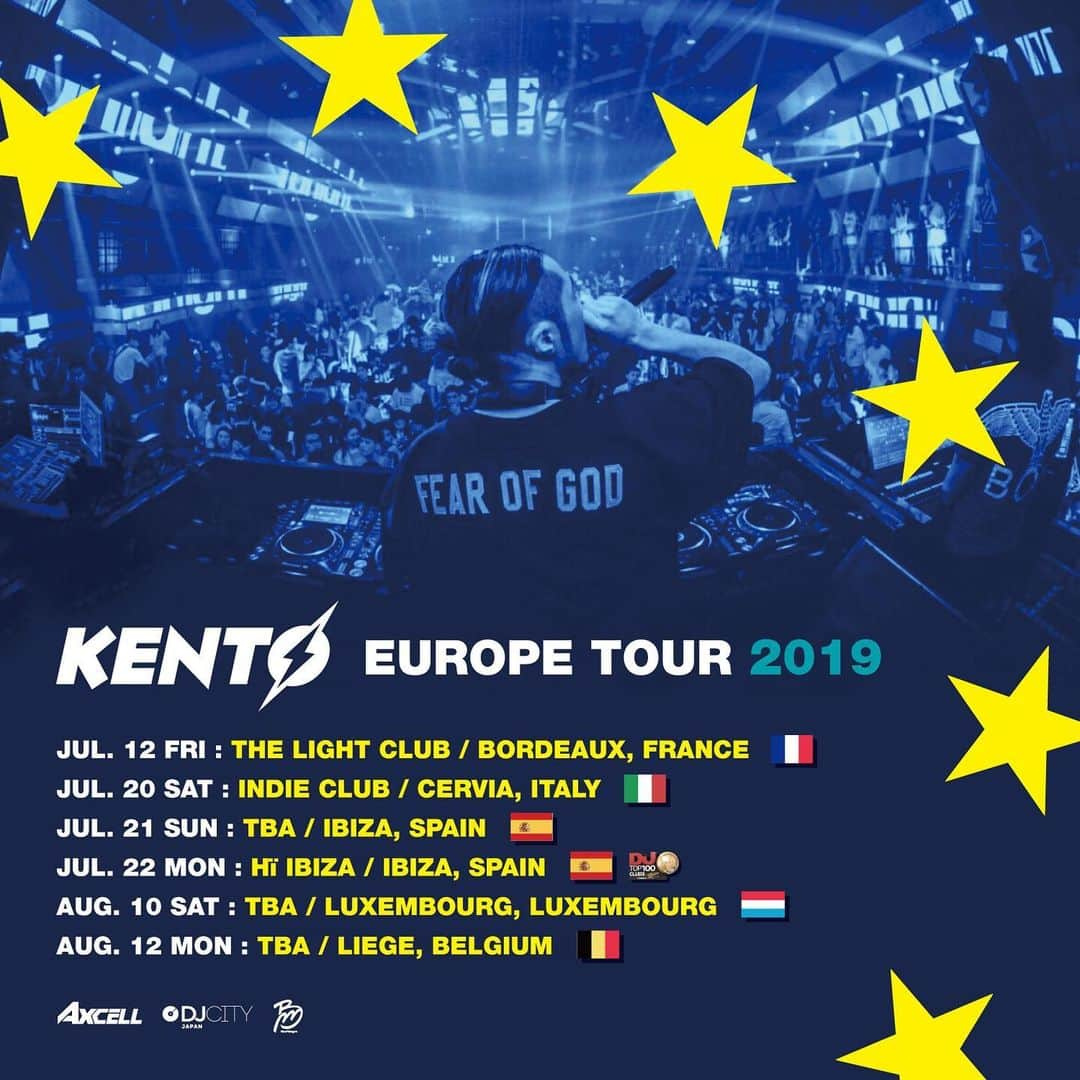 KENTOのインスタグラム：「𝐄𝐔𝐑𝐎𝐏𝐄 𝐓𝐎𝐔𝐑 🇫🇷🇮🇹🇪🇸🇱🇺🇧🇪 #europe #KENTØ #DJKENTØ #kento #djkento #tourdate #schedule #djtour #djlife #djstyle #internationaldj #djcity #djcityjapan #sgdntwk #genrebndr #beepmmgmt #pioneerdj #sgartistsmanagement #axcell #weareaxcell」