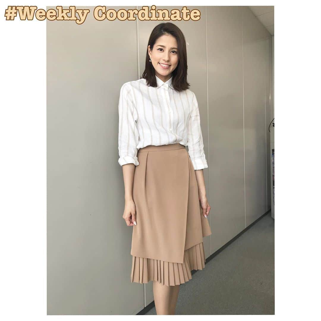 永島優美さんのインスタグラム写真 - (永島優美Instagram)「* 👗Weekly Coordinate（6/17-）👠 * 遅くなってしまいましたが、先日の衣装です。 * 裾のプリーツが素敵なスカートでした♫ シャツもボタンを上までとめると なんだかシャキッとしますよね🤩 * - - - - - - - - - - - - - - - - - - - - - - - 👗#weeklyコーデ （Mon＆Tue ▶︎ Wed＆Thu ▶︎ Fri＆Sun） #coordinate #めざましテレビ #ジャンクスポーツ」7月9日 20時20分 - yuumi_nagashima