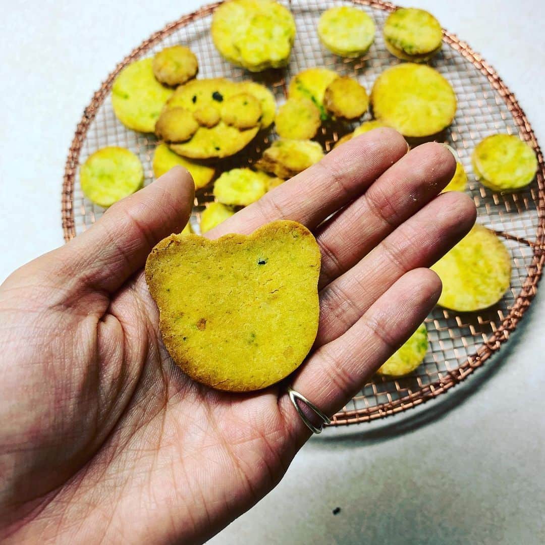 安田美沙子さんのインスタグラム写真 - (安田美沙子Instagram)「お料理の試作❤️米粉＆ココナッツオイルのクッキー。かぼちゃも入れてみました。 腹持ちもいいし、息子もたべてくれました😊✨ グルテンが気になる今日この頃。 アンパンマンのクオリティはご愛嬌で。。。笑 . . #instagood #instafood #みさこクッキング  #食育 #米粉 #グルテンリフリー #ココナッツオイル @kanaamitsuji  @four_o_five_405」7月10日 9時50分 - yasuda_misako