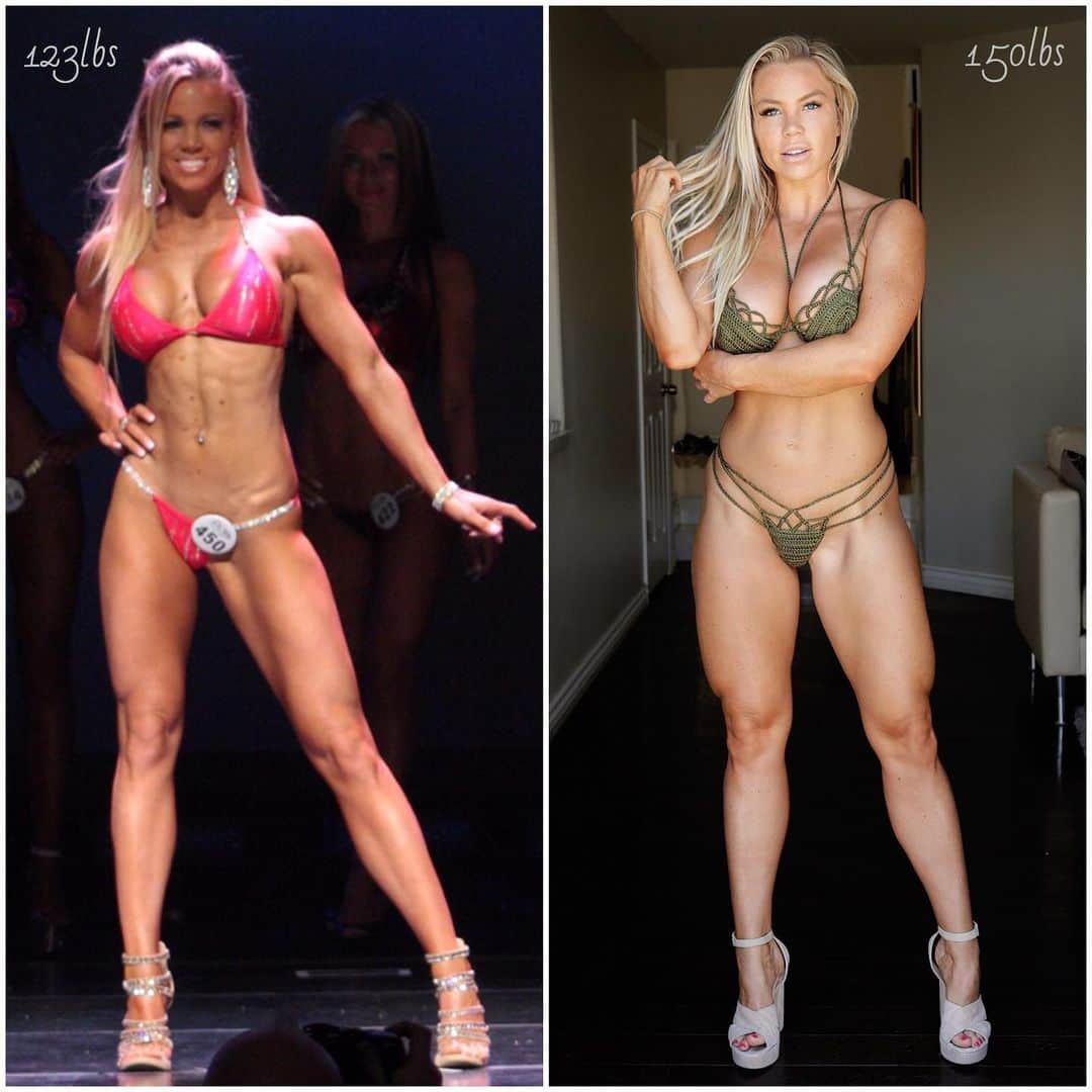 Lauren Drain Kaganさんのインスタグラム写真 - (Lauren Drain KaganInstagram)「LEFT or Right - what’s your preference?🤔 Not your typical #transformationtuesday 🙈 The left is me during my first ever bikini show at a stage weight of about 123lbs (although I did get down to 118 a week prior). And the right is me now, at my heaviest ever of 150.5lbs💪🏽 It’s taken me years to put on the muscle mass in a healthy manor & allow for fluctuations on 5lbs without stressing about it. Prior to competing my heaviest “out of shape” weight was about 135lbs but my body composition was totally different🙈 This is why I always tell my clients don’t judge your progress by the scale, there are many other factors to consider like your measurements, energy levels, health, fitment of clothes & your happiness😁 If you’re looking for a personal trainer to jumpstart your fitness journey or take it to the next level consider my 6 Week Challenge or One on One online training with me🙋🏼‍♀️ Get all the details in the link in my bio @laurendrainfit」7月10日 10時28分 - laurendrainfit