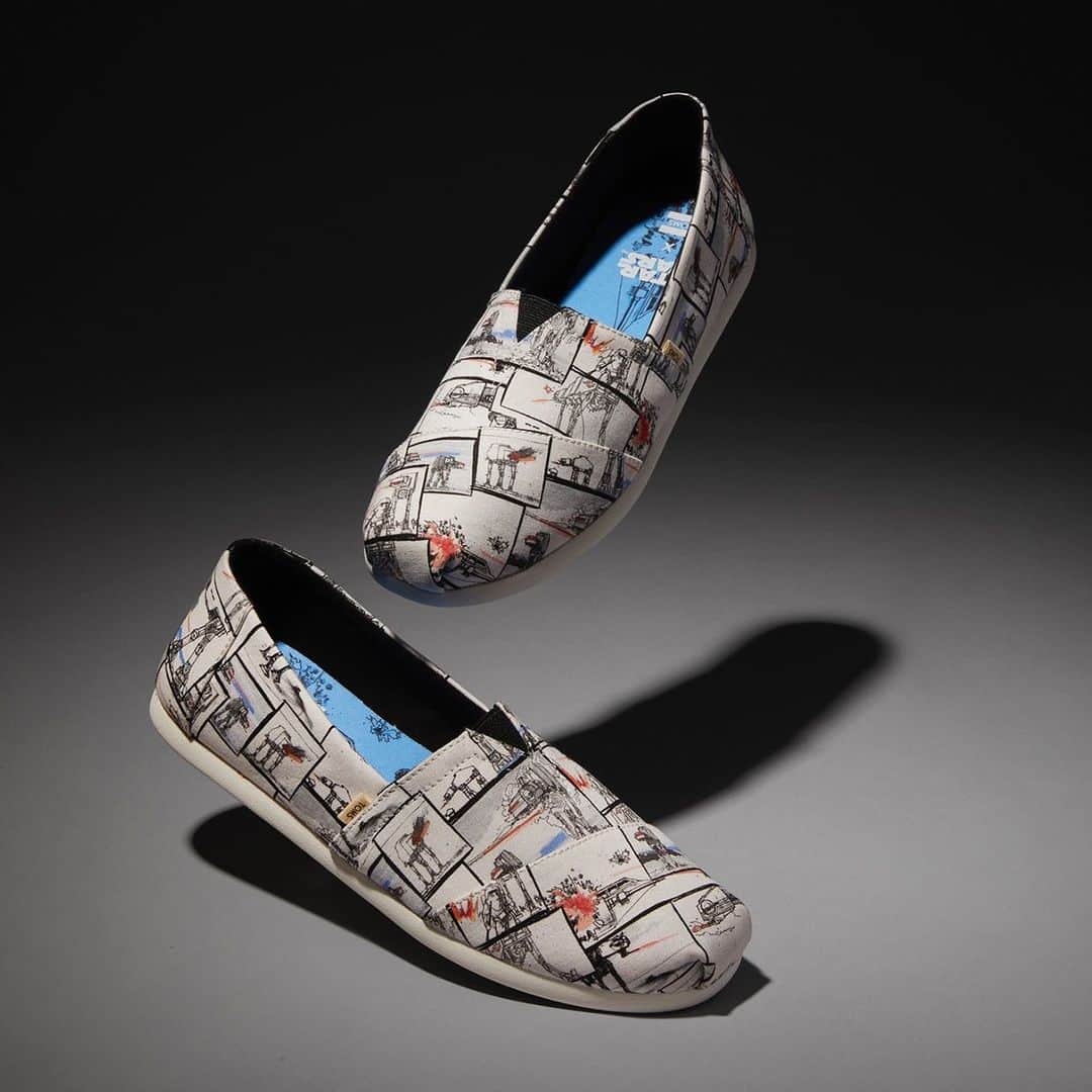 トムズシューズのインスタグラム：「Classic Alpargatas featuring custom artwork inspired by the original STAR WARS trilogy. #StarWarsxTOMS #StarWars」
