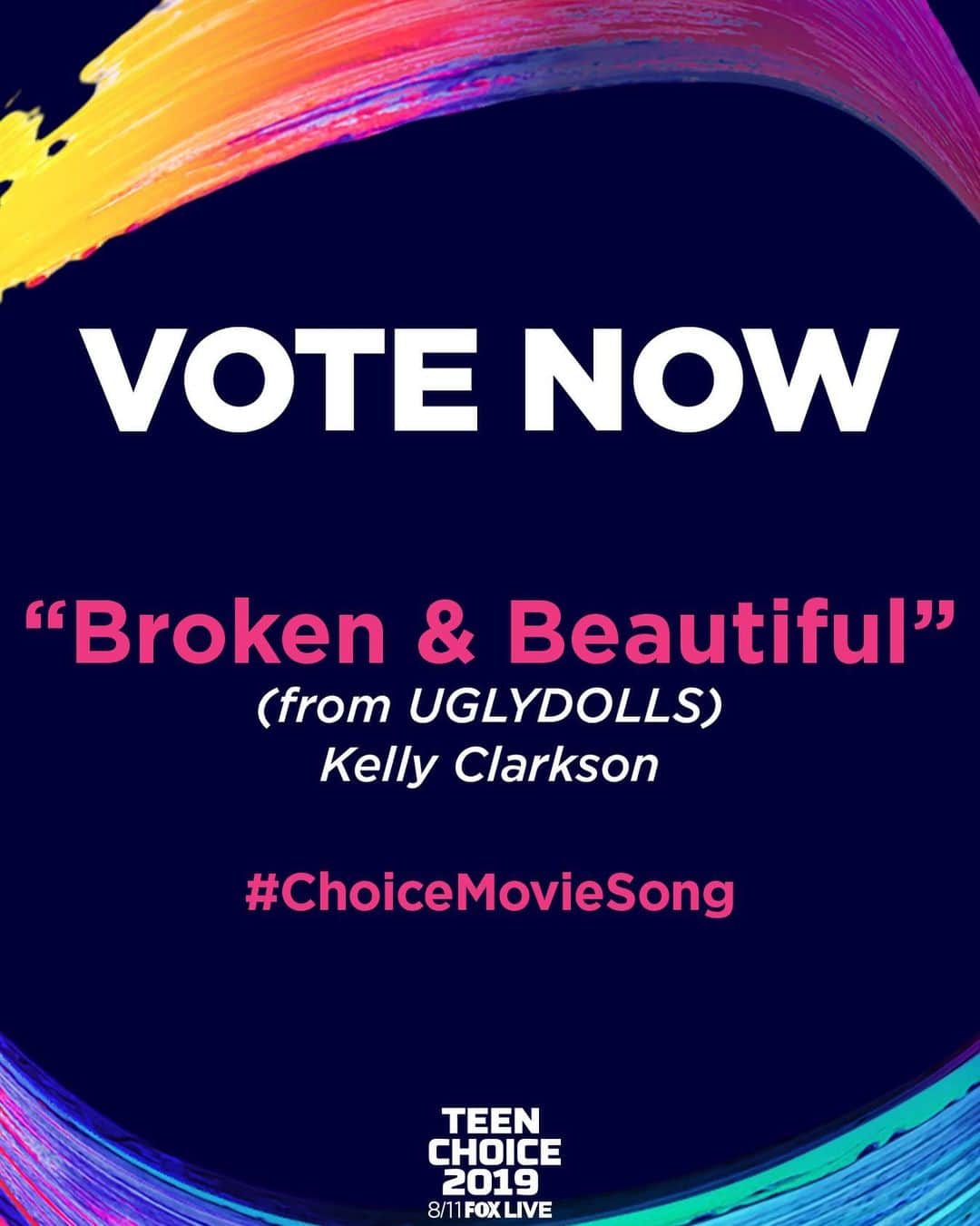 ケリー・クラークソンさんのインスタグラム写真 - (ケリー・クラークソンInstagram)「Excited to share Kelly’s “Broken & Beautiful” (from @uglydolls) has been nominated for @teenchoicefox #ChoiceMovieSong! ✨ Vote at fox.tv/TCA19 and Twitter between July 8th -15th (10 votes per category, per day, per platform user ID). -Team KC  #TeenChoice」7月10日 3時33分 - kellyclarkson