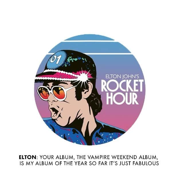 エズラ・クーニグのインスタグラム：「called @eltonjohn for his Rocket Hour radio show. it was surreal talking to him & I’m beyond psyched that he’s riding hard for Father of the Bride. THANK YOU, ROCKET MAN !」