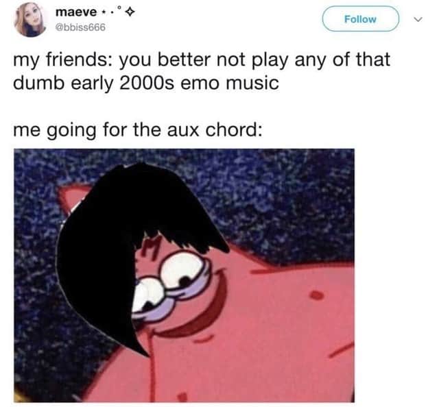 Alternative Pressさんのインスタグラム写真 - (Alternative PressInstagram)「When we get our hands on the aux cord, watch out 😉⁠ .⁠ Twitter user: bbiss666⁠ .⁠ .⁠ .⁠ #emo #emomusic #emophase #itsnotaphase #emomeme #meme #musicmeme #alternativepress #altpress」7月10日 11時00分 - altpress