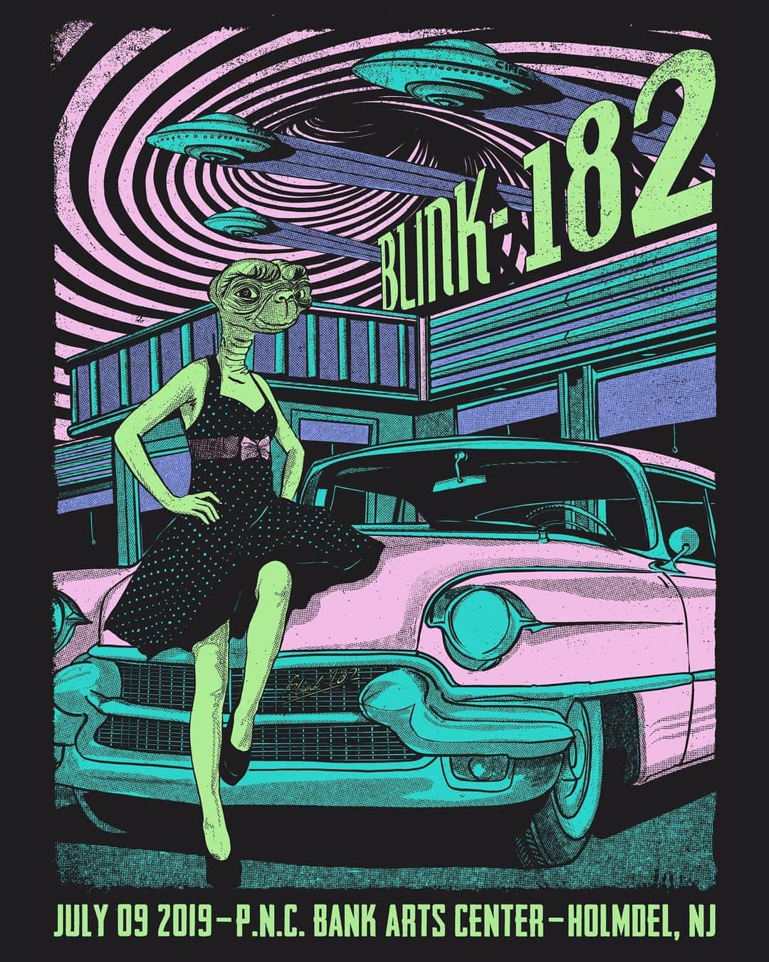 blink-182さんのインスタグラム写真 - (blink-182Instagram)「ET phone Holmdel - it’s almost time for a show. Here’s tonight’s show poster by @twentydeck avail at our amazing merch booth!」7月10日 5時50分 - blink182