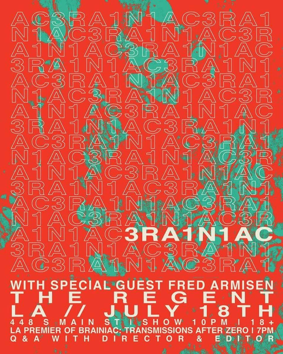 フレッド・アーミセンさんのインスタグラム写真 - (フレッド・アーミセンInstagram)「I’ll be performing a song with Brainiac after a screening of @brainiacdoc on the 18th @regenttheaterla」7月10日 8時06分 - sordociego