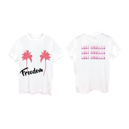 MINMIさんのインスタグラム写真 - (MINMIInstagram)「freedom まであと10日♪ freedom✖︎lostangels  official tshirts 胸元のヤシの木🌴🌴が sexyなの...着るとね... 😘水着は恥ずかしくても少しだけ大胆に楽しみたい気分でしょ？😏夏っ 👙 pinkは蛍光のネオンピーチ。 オレンジとピンクの間の夏の夕焼けみたいな色🍊絶対可愛いから💕 フリーダム現場では販売なくWEB限定 7月10日オンラインSTART」7月10日 19時35分 - minmidesu
