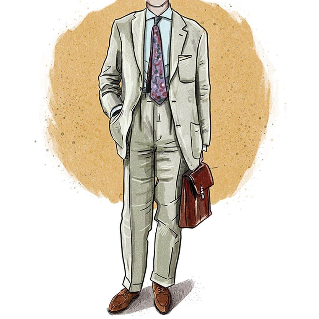 のインスタグラム：「How to Style Summer Suits with Shoes, Part One - Our continental correspondent shares some wisdom on the art of pairing lightweight tailoring with elegant English shoes. . Swipe up in our story to read the article. . #crockettandjones #madetobeworn #guestwriting #summer #suits #summerstyle」