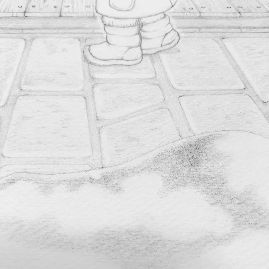 D[di:]のインスタグラム：「#水たまり に映る空 #疲れすぎて 昨日はこのページしか描けなかったわ #今日はがんばる #毎日それだなおまえ #北の子ども公式衣装シリーズ #スノトレ #illustration #絵本作家 #ルーちゃんとクリスマスツリー」
