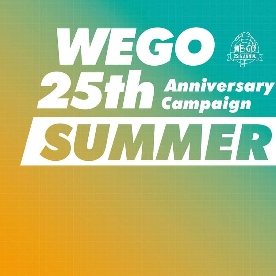 WEGOさんのインスタグラム写真 - (WEGOInstagram)「WEGO 25th Anniversary Campaign Summer 2019.7.13(SAT)〜START!! WEGO 25周年を記念して、7/13より周年記念イベントを全国で開催！期間中はゲストによる来店イベントやポップアップショップ、などを開催。詳細はイベントキャンペーンサイト（https://25th-summer.wego.jp/）にて✔︎. . #wego #wego25th #佐藤ノア #生見愛瑠 #小西詠斗 #TYGO #多田智佑 #桑原雅人 #トット #河井ゆずる #アインシュタイン #木﨑太郎 #櫻井健一朗 #祇園 #おばたのお兄さん #lebomb #monet #Redfish #babehikari #BUNNYBISSOUX #SEORI #ChiMy #motelpinkbed #古着女子 #フルジョ」7月10日 12時43分 - wego_official