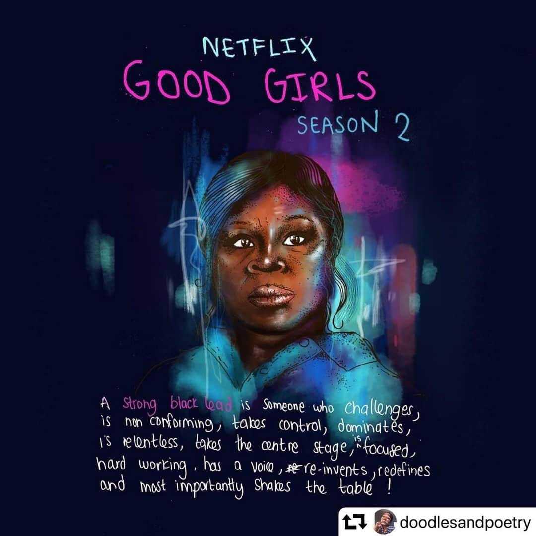 Rettaさんのインスタグラム写真 - (RettaInstagram)「Sinomonde, I am honored. • #repost @doodlesandpoetry ・・・ I had the honour and privilege of partnering with @netflixsa , to create an artwork to celebrate @strongblacklead's on and off the screen on Netflix. The show that I chose was the absolutely thrilling, crime comedy-drama series - Good girls. - The show is about three suburban mothers who find themselves in very desperate situations and decide to come up with a plan to take their power back and escape financial burdens. - Ruby, from Good Girls, resonates with me in that she enters a male-dominated industry and takes on a role that is redefining, challenging and dominating. - Please do yourself a favour and check the show out on Netflix, you really will not regret it. Lol, my heart was racing throughout both seasons.  #NetflixSA #StrongBlackLead #StrongBlackLeads #GoodGirls #ShesGottaHaveIt #WhenTheySeeUs, #AvaDurvenay - #artoftheday #art #Illustration #doodles #linedrawings #drawings #graphicdesign #designer #design」7月10日 15時29分 - unforettable