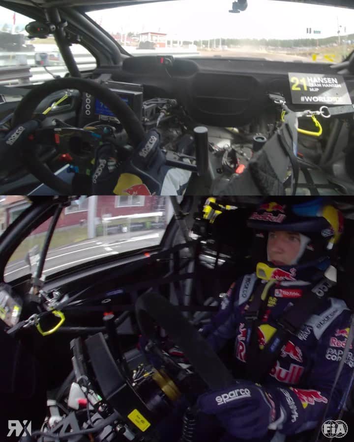 レッドブルのインスタグラム：「Never look back 💪 @timmy_hansen gets busy behind the wheel at Höljes RX @redbullmotorsports #redbull #motorsports #thrillseekers #fiaworldrx #pov #adrenalineseeker」