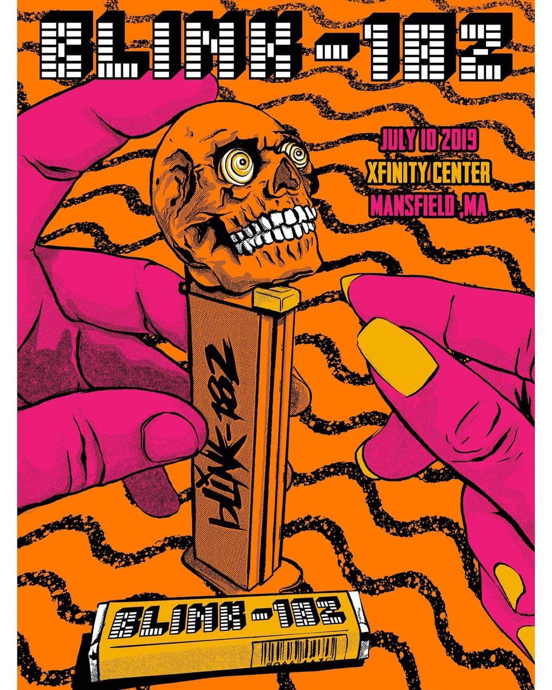 blink-182さんのインスタグラム写真 - (blink-182Instagram)「No PEZ were hurt in the making of this poster by @twentydeck 💀. See you tonight Mansfield. ⚠️⚠️⚠️」7月11日 4時21分 - blink182