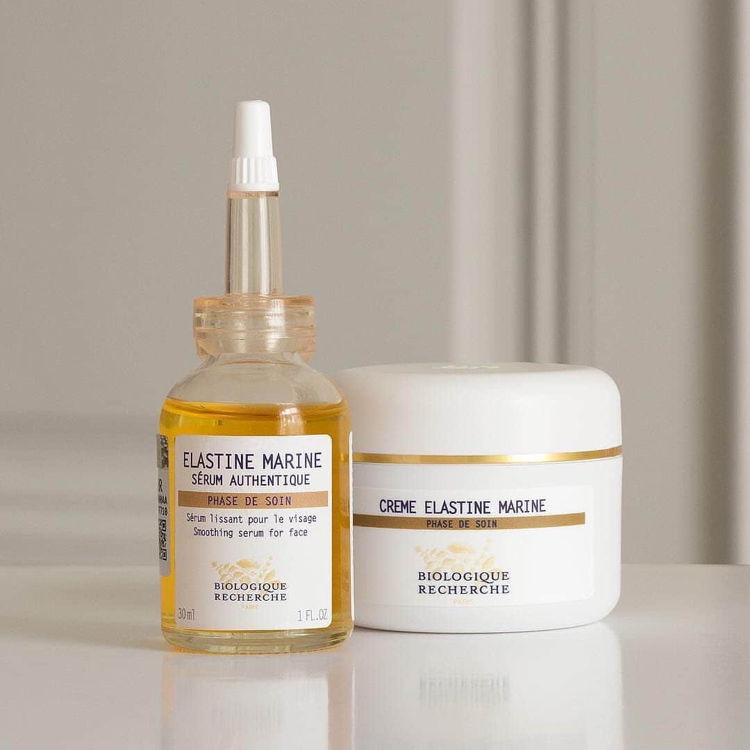 Biologique Recherche USAさんのインスタグラム写真 - (Biologique Recherche USAInstagram)「Treat early signs of aging while keeping your skin moisturized with our Serum Elastine Marine and Creme Elastine Marine.  Serum Elastine Marine is a bio-marine serum that stimulates the elastin synthesis, the protein responsible for the skin's elasticity. This quintessential serum smooths the epidermis, restores suppleness and firmness while reducing and preventing the appearance of wrinkles and fine lines.  Combined with Creme Elastine Marine, results are even more noticeable. This essential cream has similar properties as it rejuvenates the skin and prevents the formation of new wrinkles. Nourishing, Creme Elastine Marine also revitalizes, moisturizes and softens the skin without leaving an oily film.  After using the Lotion P50 recommended for your Skin Instant, apply a few drops of serum followed by the cream, morning and night. This duo will leave your skin visibly smoothed and toned!  Picture courtesy of @biologique_recherche_croatia • • • #biologiquerecherche #passion #expert #beauty #skin #skincare #facecare #followyourskininstant #buildingbetterskin #skininstant #elastinemarine #serumelastinemarine #cremeelastinemarine #serum #cream #biomarine #agingskins #skinelasticity #suppleskin #firmskin  #preventwrinkles #smoothing #toning」7月11日 5時35分 - biologique_recherche_usa