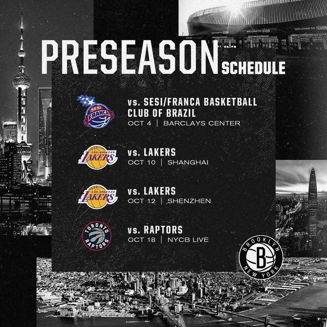 Brooklyn Netsさんのインスタグラム写真 - (Brooklyn NetsInstagram)「JUST ANNOUNCED: 2019-20 Preseason Schedule 📅」7月11日 1時06分 - brooklynnets