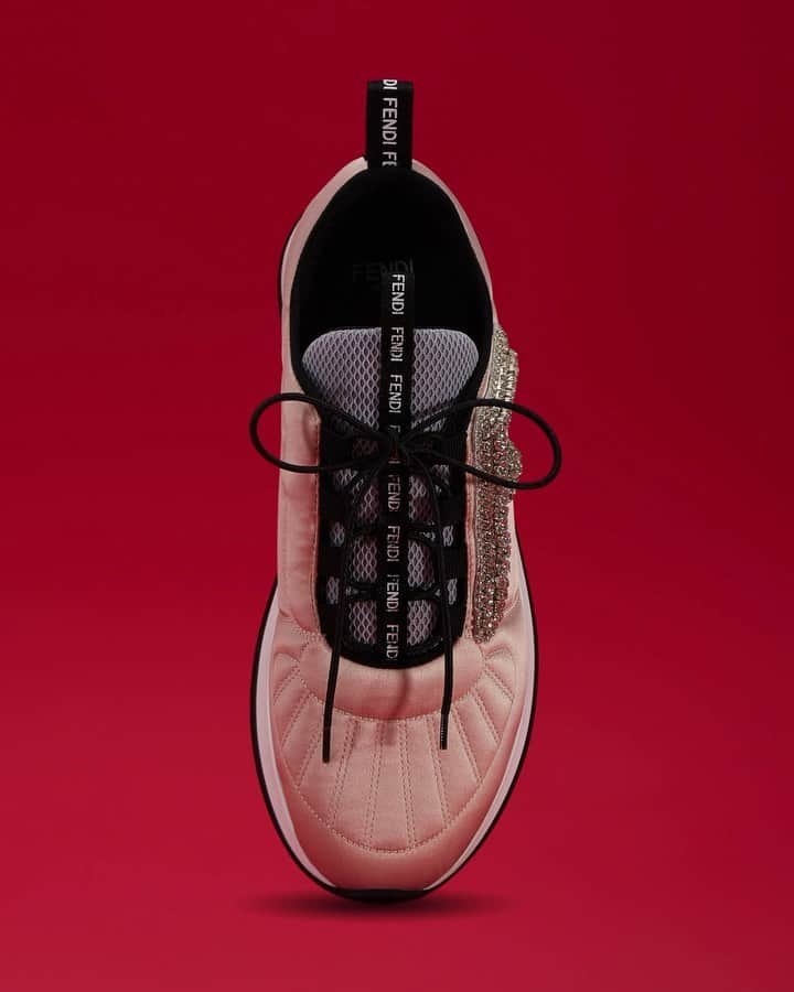 Saks Fifth Avenueのインスタグラム：「Athletic Meets Glam: Pep up your step with @fendi’s embellished satin sneakers. #10022SHOE」