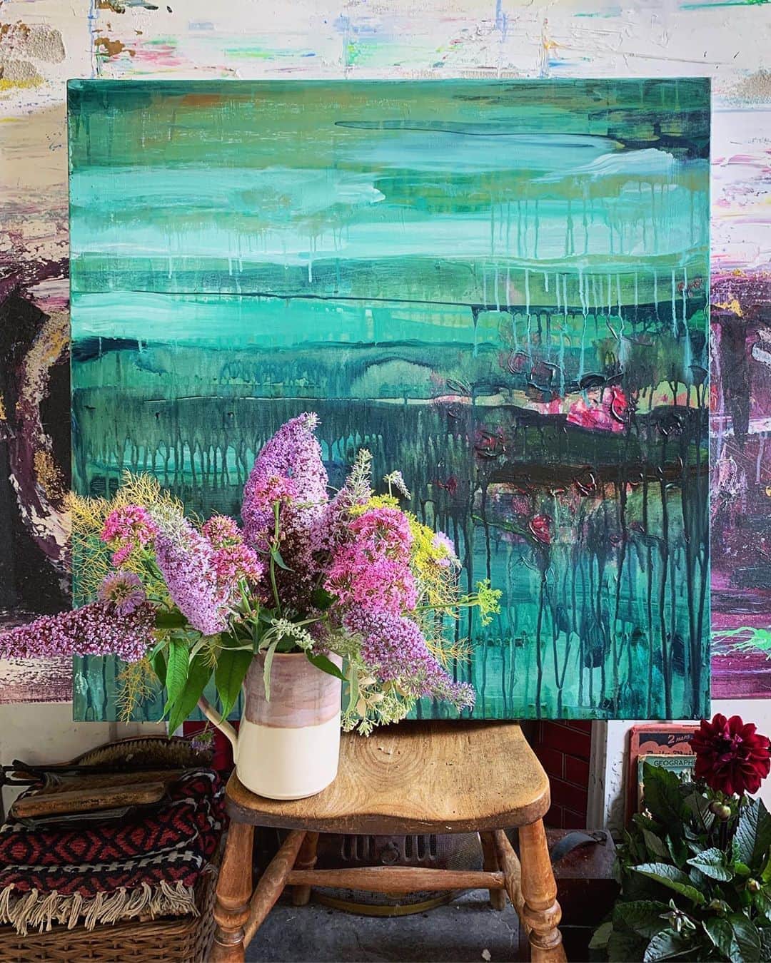 Tea and sittingのインスタグラム：「🌿🌸...I’ll be adding the last 3 paintings to my Summer Sale tonight over on my Stories at 6pm GMT...Tomorrow I’ll add some prints and then on Friday I’ll add the chair! The sale will end thIs Sunday at midnight GMT so that you can have the weekend to mull ( and I ship Worldwide )😉✨ #5ftinfsummersale #artby5ftinf」