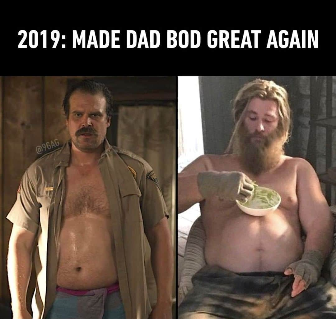 9GAGさんのインスタグラム写真 - (9GAGInstagram)「This year's Halloween costumes be like Tap link in bio for more Stranger Things memes! #avengersendgame #strangerthings #thor #jimhopper #dadbod #9gag」7月11日 8時00分 - 9gag