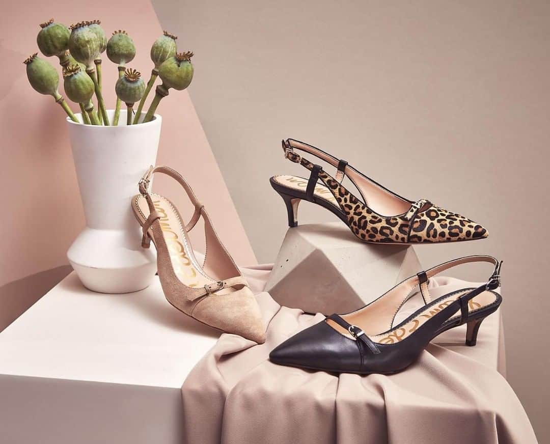 サムエデルマンのインスタグラム：「High fashion, low heels. Meet our new Denia Kitten Heel!」