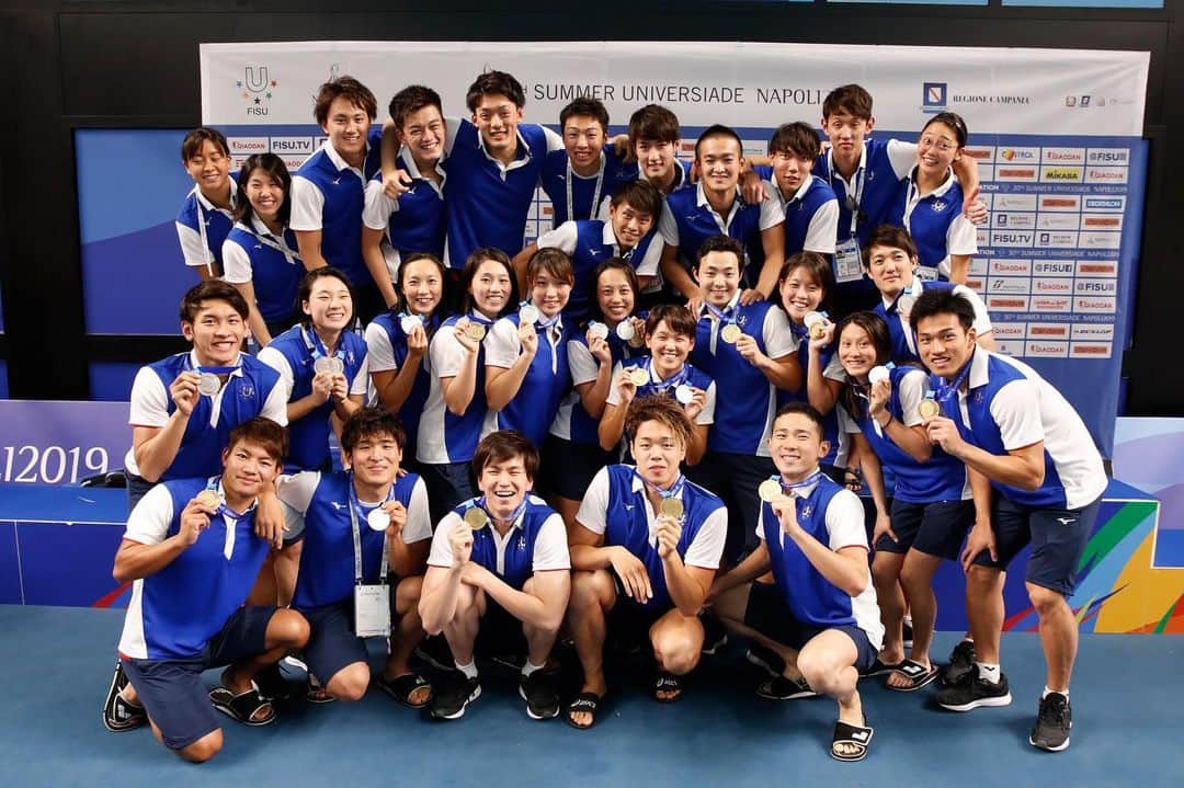日本オリンピック委員会さんのインスタグラム写真 - (日本オリンピック委員会Instagram)「ナポリユニバーシアード大会第8日（10日）、競泳は男子400m個人メドレーで井狩裕貴選手が金メダルを獲得したほか、男女3種目でメダルを獲得。陸上競技では女子やり投で北口榛花選手が銀メダル、卓球は男女ダブルス3組が銅メダルを獲得しました🙌 . 【DAY8】#Universiade #Napoli2019 @napoli2019 @fisu . [金メダル🥇] 井狩 裕貴：競泳 男子400m個人メドレー Yuki Ikari：Swimming/Men 400m Medley . [銀メダル🥈] 北口 榛花：陸上競技 女子やり投 Haruka Kitaguchi：Athletics/Women Javellin Throw . 松井 浩亮：競泳 男子50m自由形 Kosuke Matsui：Swimming/Men 50m Freestyle . 日本（古林 毬菜、深澤 舞、相馬 あい、今井 月） Team Japan (Marina Furubayashi, Mai Fukasawa, Ai Soma, Runa Imai）：Swimming/Women 4x100m Medley . [銅メダル🥉] 持田 早智：競泳 女子200mバタフライ Sachi Mochida：Swimming/Women 200m Butterfly . 五十嵐 史弥、酒井 明日翔：卓球 男子ダブルス Fumiya Igarashi, Asuka Sakai：Table Tennis/Men Doubles . 定松 祐輔、坪井 勇磨：卓球 男子ダブルス Yusuke Sadamatsu, Yuma Tsuboi：Table Tennis/Men Doubles . 安藤 みなみ、笹尾 明日香：卓球 女子ダブルス Minami Ando, Asuka Sasao：Table Tennis/Women Doubles . #がんばれニッポン #ナポリユニバーシアード #ToBeUnique #TEAMNIPPON #JapanOlympicCommittee . 📸 AFLO SPORT, PHOTO KISHIMOTO」7月11日 11時28分 - teamjapanjoc