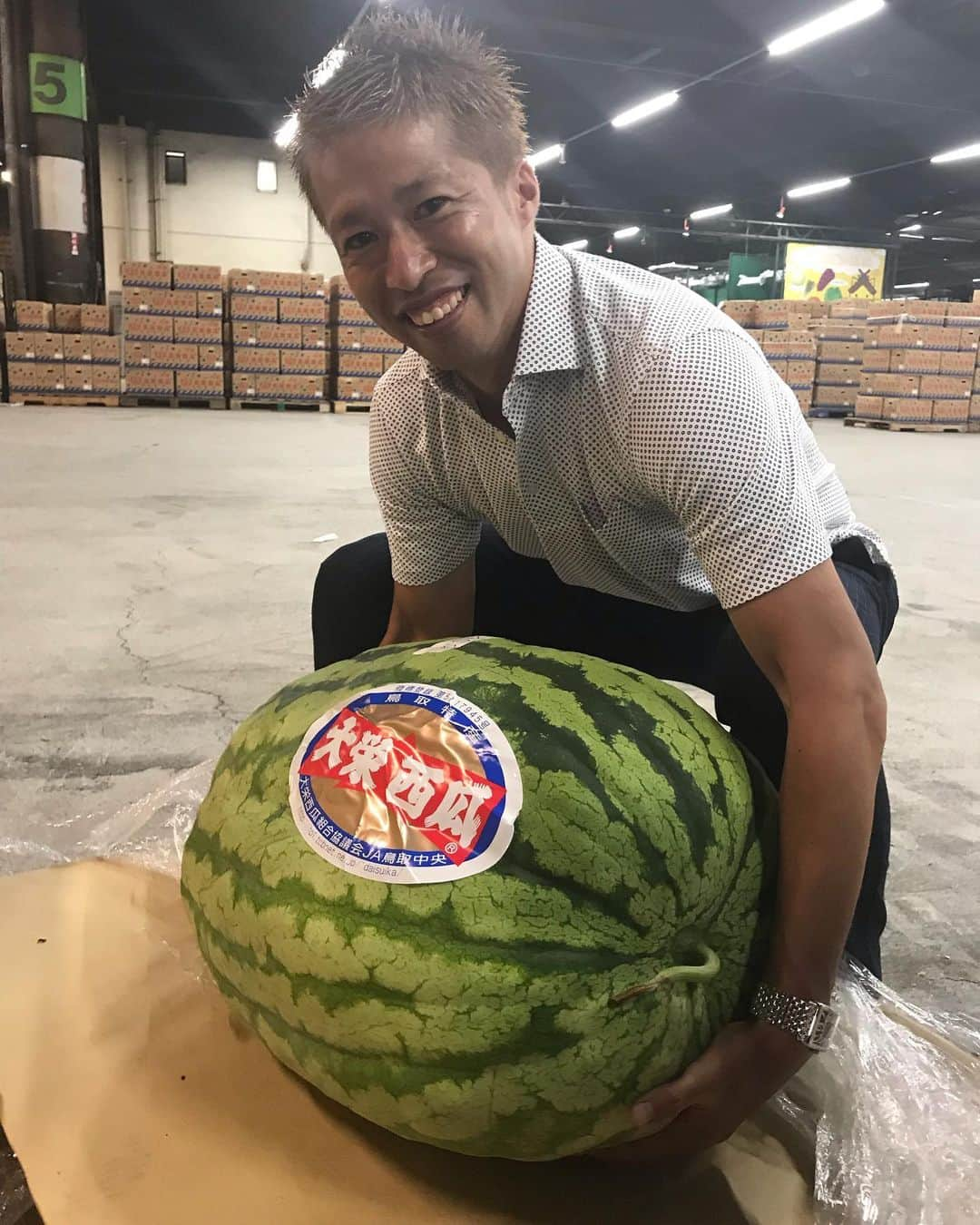 森崎浩司さんのインスタグラム写真 - (森崎浩司Instagram)「巨大スイカ🍉😁 #鳥取産 #大栄西瓜」7月11日 12時26分 - koji.morisaki77