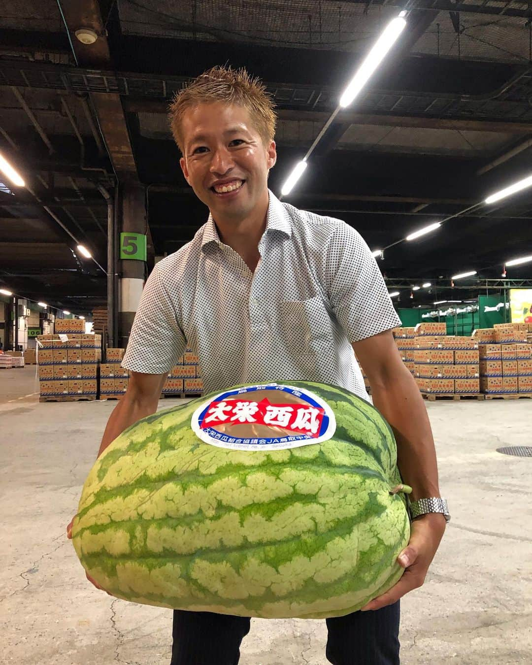 森崎浩司さんのインスタグラム写真 - (森崎浩司Instagram)「巨大スイカ🍉😁 #鳥取産 #大栄西瓜」7月11日 12時26分 - koji.morisaki77