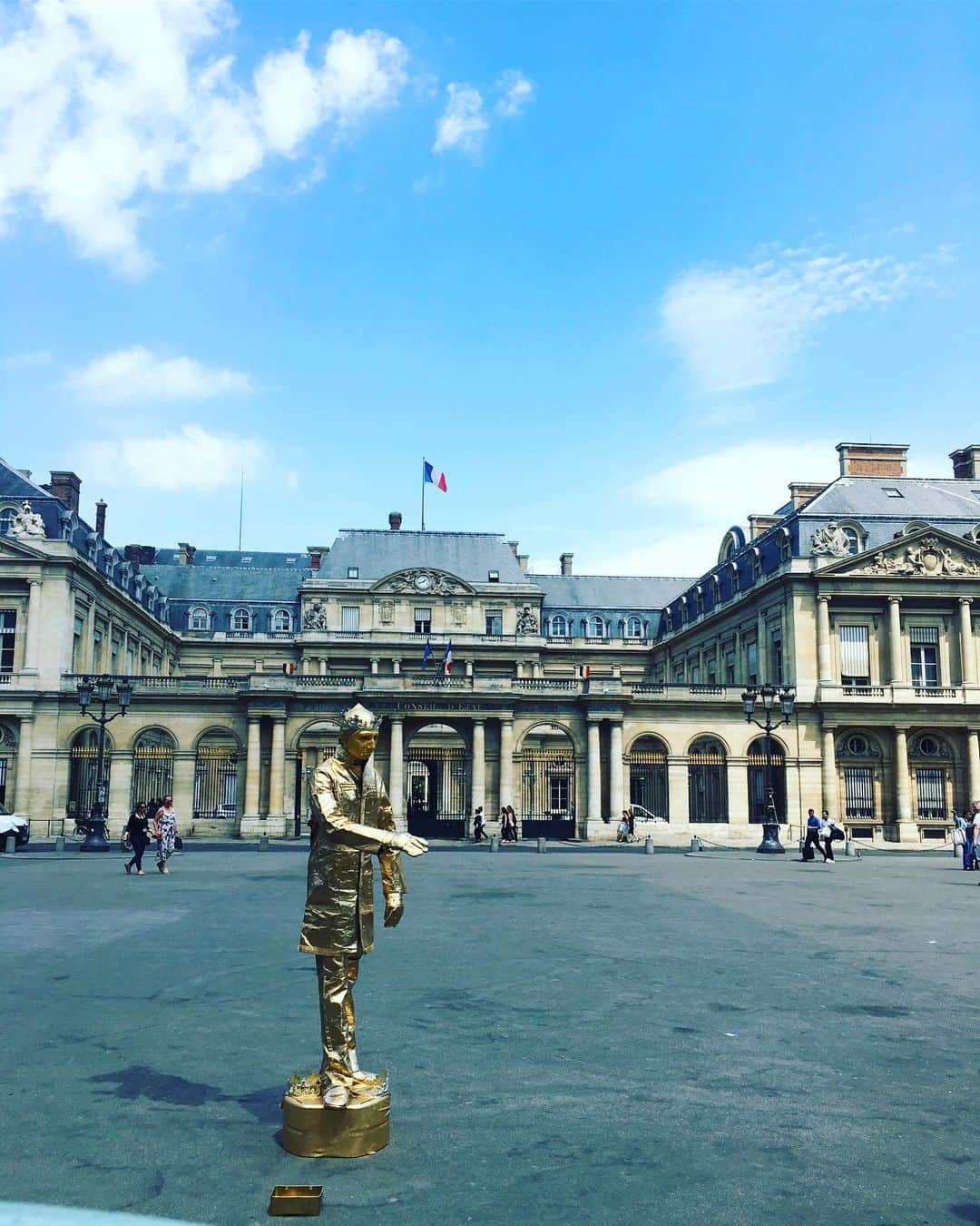 猫沢エミさんのインスタグラム写真 - (猫沢エミInstagram)「書を捨てて、街へ出た。  コメディーフランセーズの回廊をぬけて、初夏の光のなかへ。  ルーヴル前で、金粉ショーをしているお兄さんの、熱中病対策が心配🤴  #猫パリ」7月11日 23時08分 - necozawaemi