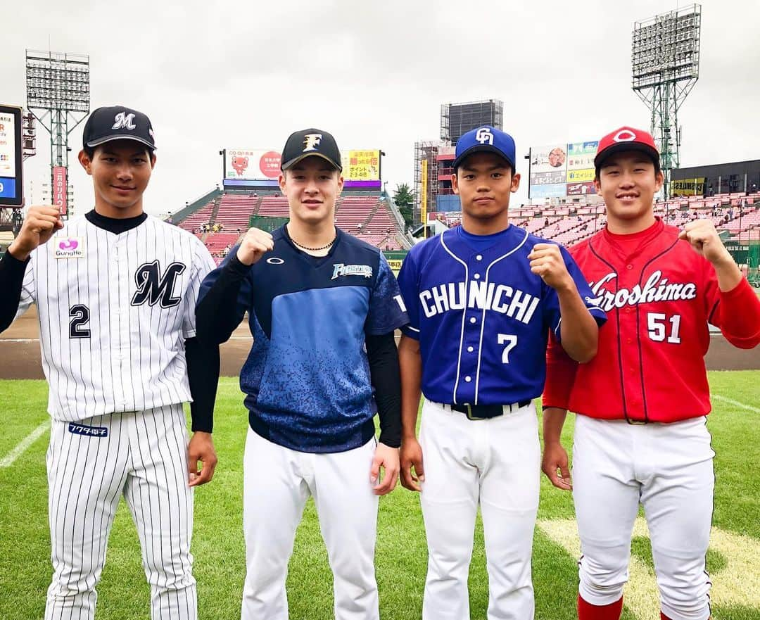 北海道日本ハムファイターズさんのインスタグラム写真 - (北海道日本ハムファイターズInstagram)「ライバルたちと🏟 #lovefighters #飛び出せ新時代 #フレッシュオールスター #ライバル #藤原恭大 #根尾昂 #小園海斗 #吉田輝星 #試合は18時から」7月11日 16時11分 - fighters_official