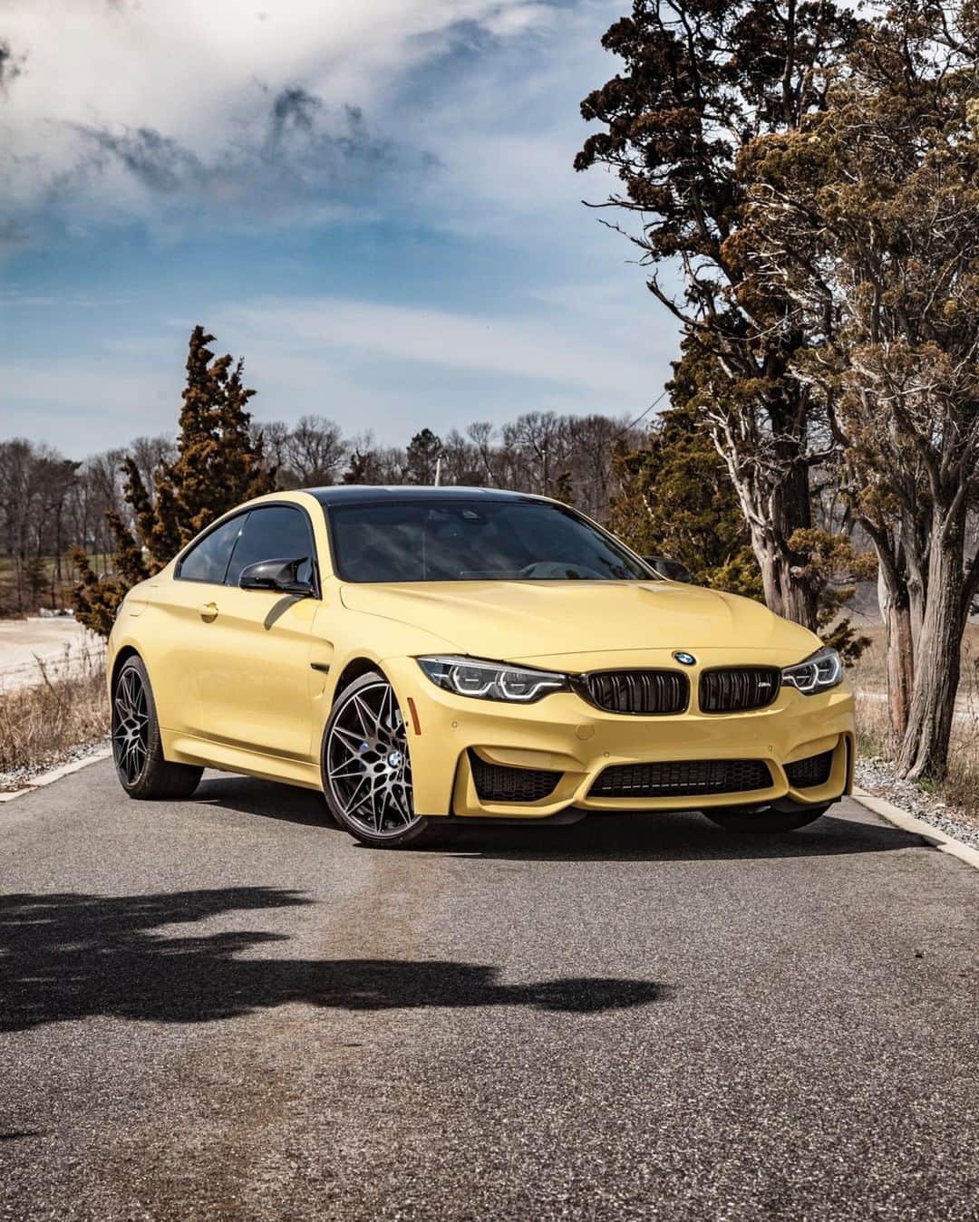 BMWのインスタグラム：「Styled for challenges. The BMW M4 Coupé. #TheM4 #BMW #M4 #BMWM #BMWrepost @CGERM_ @blacklist.culture __ BMW M4 Coupé: Fuel consumption in l/100 km (combined): 10.0 - 9.9 (9.3). CO2 emissions in g/km (combined): 227 - 225 (213 - 211). The figures in brackets refer to the vehicle with seven-speed M double-clutch transmission with Drivelogic. The values of fuel consumptions, CO2 emissions and energy consumptions shown were determined according to the European Regulation (EC) 715/2007 in the version applicable at the time of type approval. The figures refer to a vehicle with basic configuration in Germany and the range shown considers optional equipment and the different size of wheels and tires available on the selected model. The values of the vehicles are already based on the new WLTP regulation and are translated back into NEDC-equivalent values in order to ensure the comparison between the vehicles. [With respect to these vehicles, for vehicle related taxes or other duties based (at least inter alia) on CO2-emissions the CO2 values may differ to the values stated here.] The CO2 efficiency specifications are determined according to Directive 1999/94/EC and the European Regulation in its current version applicable. The values shown are based on the fuel consumption, CO2 values and energy consumptions according to the NEDC cycle for the classification. For further information about the official fuel consumption and the specific CO2 emission of new passenger cars can be taken out of the „handbook of fuel consumption, the CO2 emission and power consumption of new passenger cars“, which is available at all selling points and at https://www.dat.de/angebote/verlagsprodukte/leitfaden-kraftstoffverbrauch.html.」
