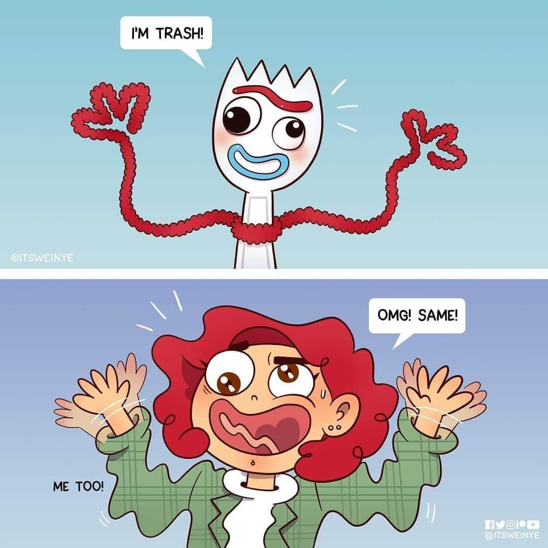 9GAGさんのインスタグラム写真 - (9GAGInstagram)「TRASH!🗑⠀ By @itsweinye⠀ -⠀ #toystory4 #forky #comics #trash」7月11日 22時02分 - 9gag