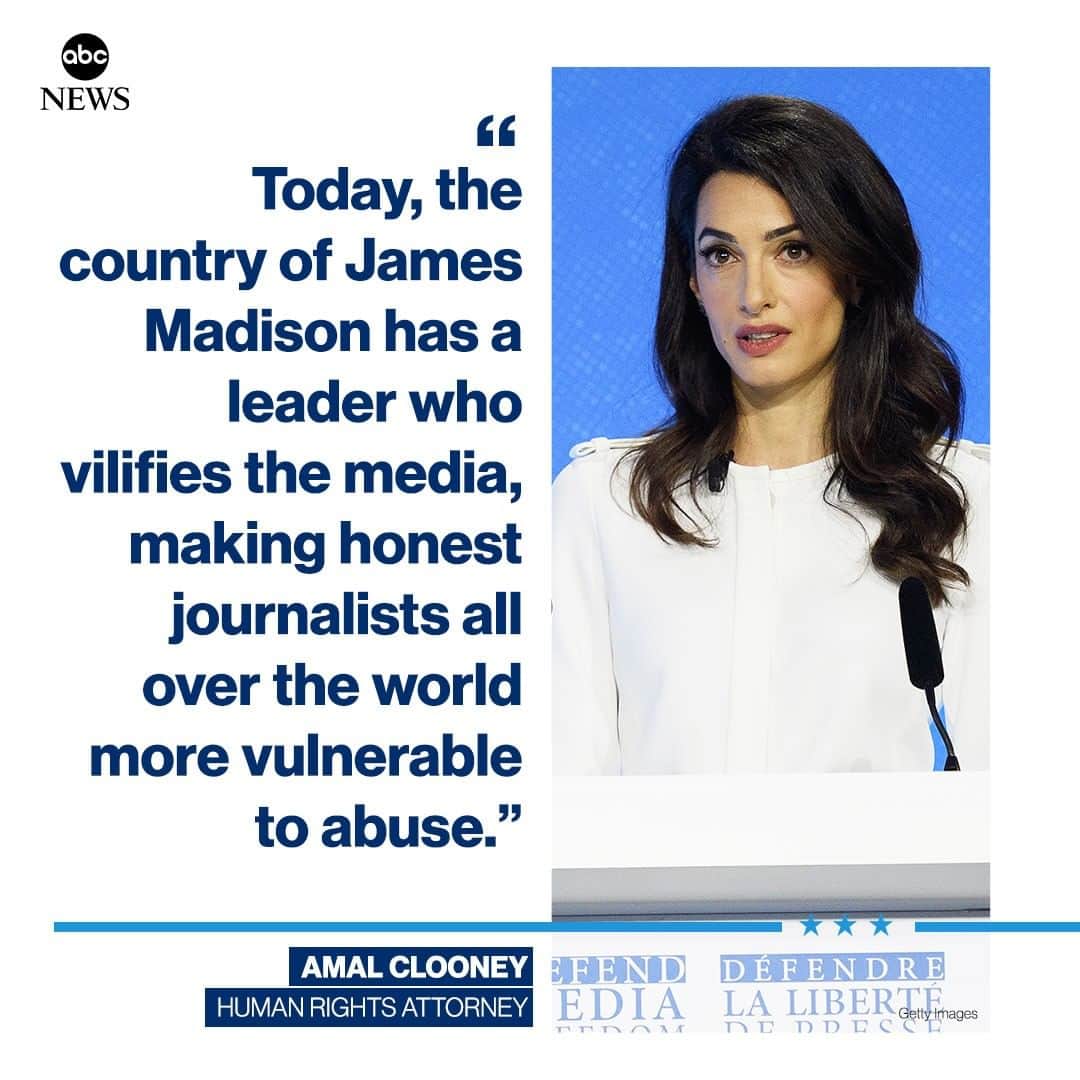 ABC Newsさんのインスタグラム写真 - (ABC NewsInstagram)「Human rights attorney Amal Clooney criticizes Pres. Trump while warning about the diminishing freedom of the world's press. #amalclooney #donaldtrump #politics #freepress #journalism」7月12日 1時54分 - abcnews