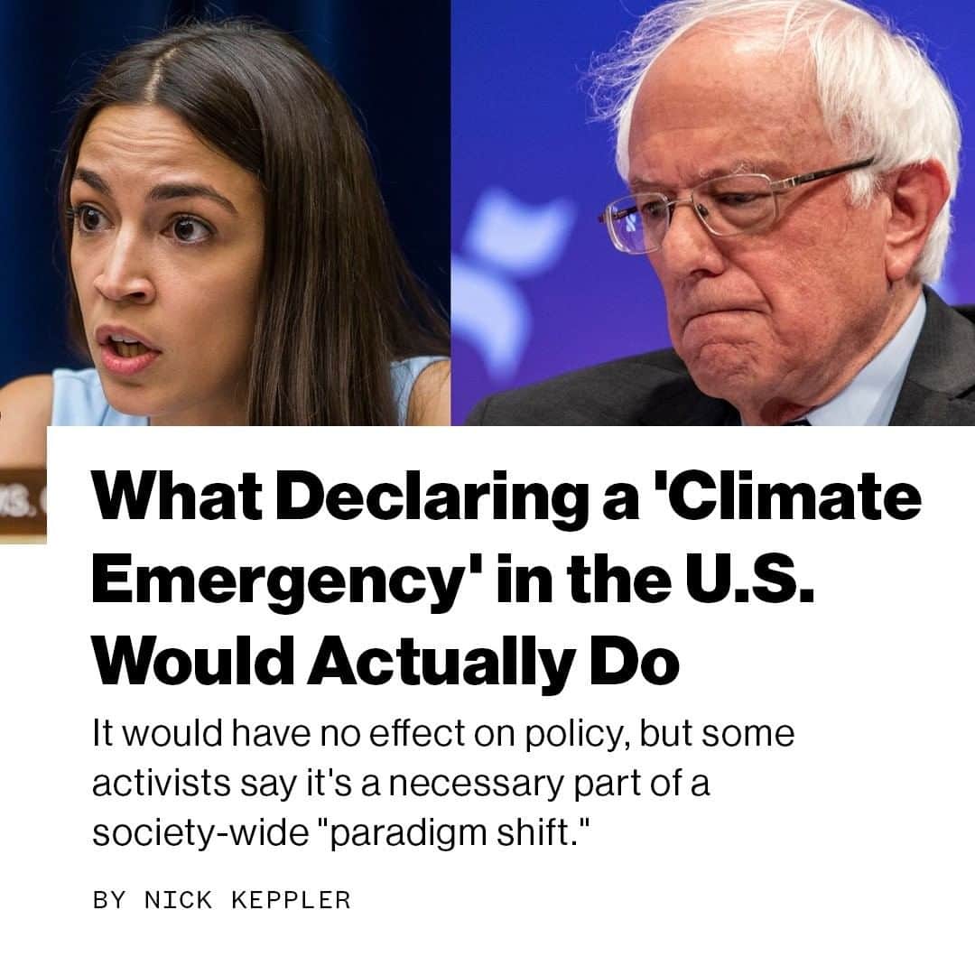 VICEさんのインスタグラム写真 - (VICEInstagram)「Earlier this week, Senator Bernie Sanders and representatives Alexandria Ocasio-Cortez and Earl Blumenauer urged Congress to officially declare climate change an "emergency." But would that change anything? Read at the link in bio. 📸: Zach Gibson/Getty (left) and Sergio Flores/Getty (right).」7月12日 2時50分 - vice