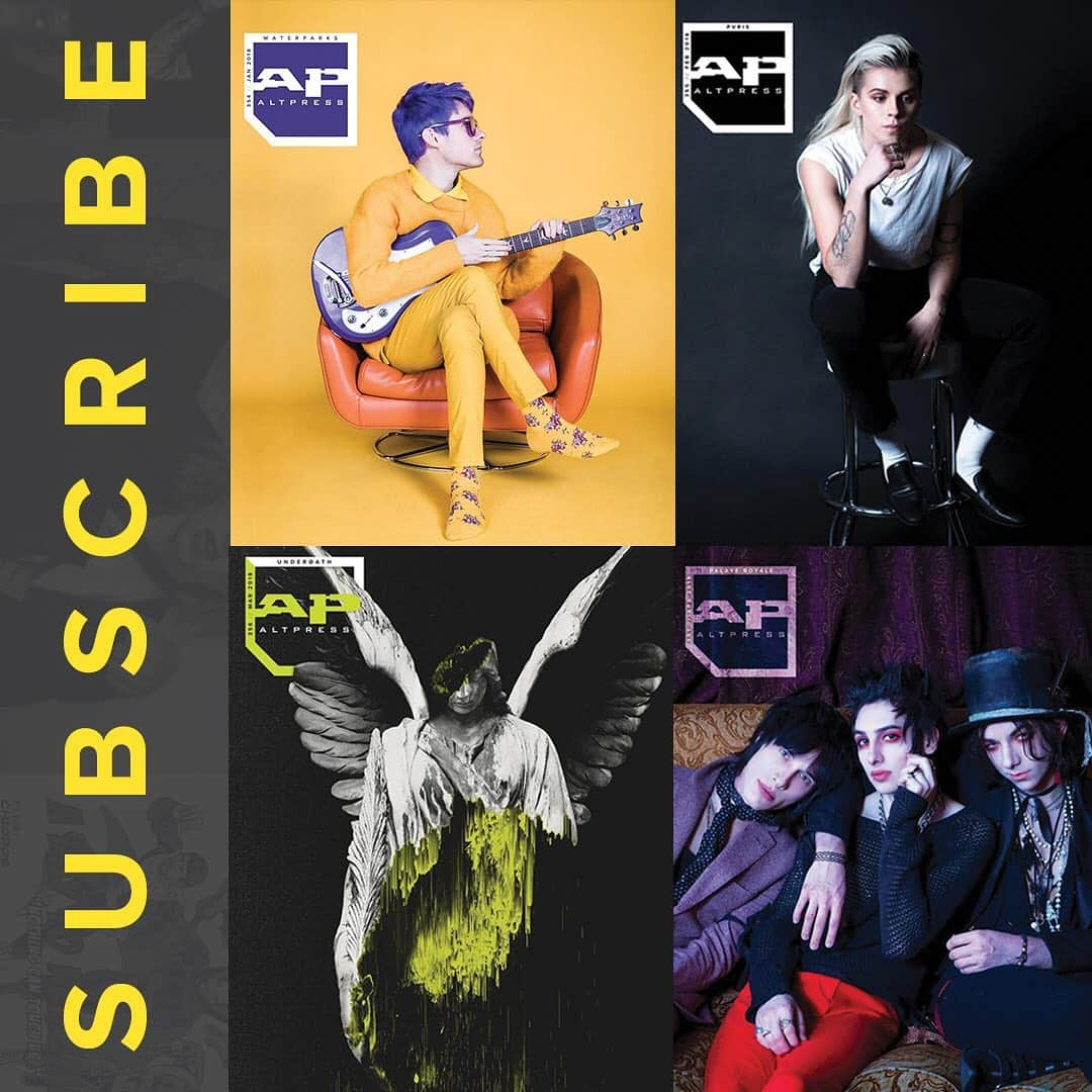 Alternative Pressさんのインスタグラム写真 - (Alternative PressInstagram)「@waterparks, @ThisIsPVRIS, @palayeroyale, @panicatthedisco, @twentyonepilots, @frankieromustdie and more! All of your favorite artists, all on the pages of ALTERNATIVE PRESS. Use code APFORTYNOW and get your monthly magazine delivered straight to your door - $3/issue + FREE SHIPPING! ⁠⠀ ALTPRESS.COM/MEMBERSHIPS⁠⠀ .⁠⠀ .⁠⠀ .⁠⠀ #waterparks #awstenknight #PVRIS #lynngunn #underoath #palayeroyale #adoredelano #brendonurie #panicatthedisco #patd #5SOS #5secondsofsummer #andyblack #andybiersack #twentyonepilots #TØP #tilian #dancegavindance #lilpeep #bringmethehorizon #bmth #olisykes #idkhow #ryanseaman #dallonweekes #yungblud #frankiero #alternativepress #altpress⁠⠀」7月12日 9時32分 - altpress