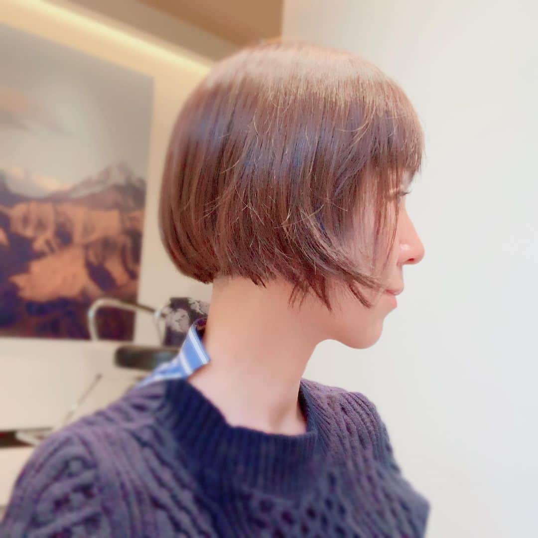 のインスタグラム：「襟足、今までで一番短いかも✂︎ 髪の色はもう少しトーンダウンしてます。 ★ #正面はうまく撮れなかった #ウトウトしちゃったから #顔が… #なんだったので #ええ #また後日 #今日寒い🥶 #みなさま体調崩されませんように」