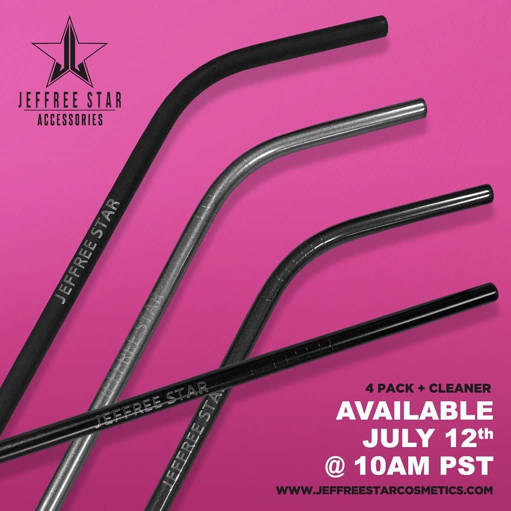 Jeffree Star Cosmeticsさんのインスタグラム写真 - (Jeffree Star CosmeticsInstagram)「TOMORROW. 💖 Introducing new #jeffreestarapproved metal straws in new colors!! Available with the restock of our #Jawbreaker palette! 🍭 Tomorrow at 10AM PST / 1PM EST 💛 #jeffreestarcosmetics #metalstraw」7月12日 7時47分 - jeffreestarcosmetics