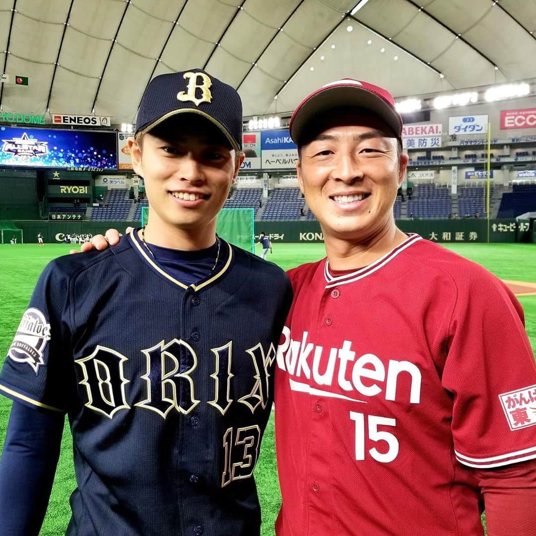 オリックス・バファローズさんのインスタグラム写真 - (オリックス・バファローズInstagram)「#山岡泰輔 #東北楽天ゴールデンイーグルス #美馬学 #社会人野球の先輩 #マイナビオールスターゲーム2019 #Bs2019 #buffaloes #baseball #ORIX #プロ野球」7月12日 17時43分 - orix_buffaloes